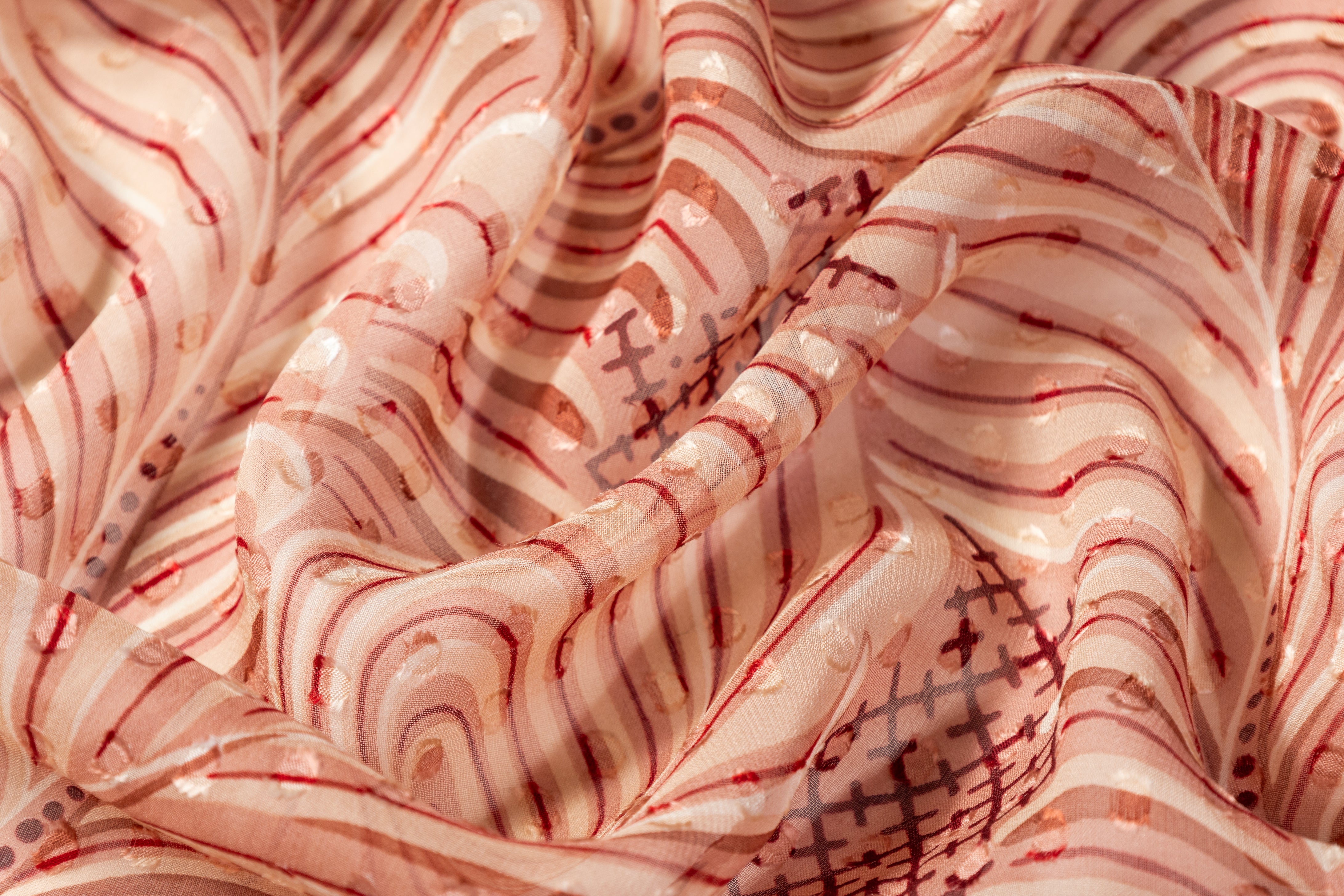 Printed Silk Fil Coupé Chiffon - Blush