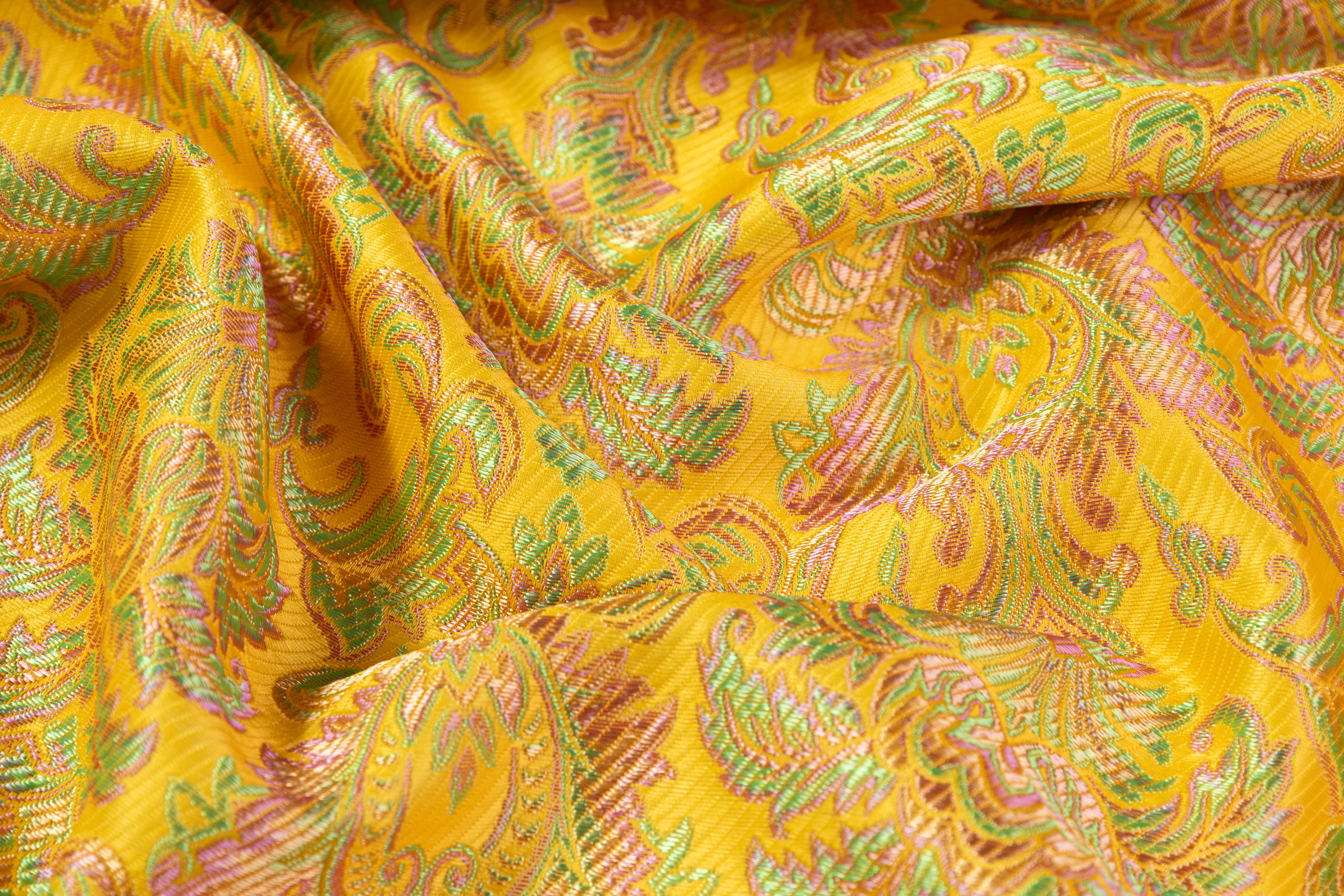 Italian Damask Brocade - Yellow / Green