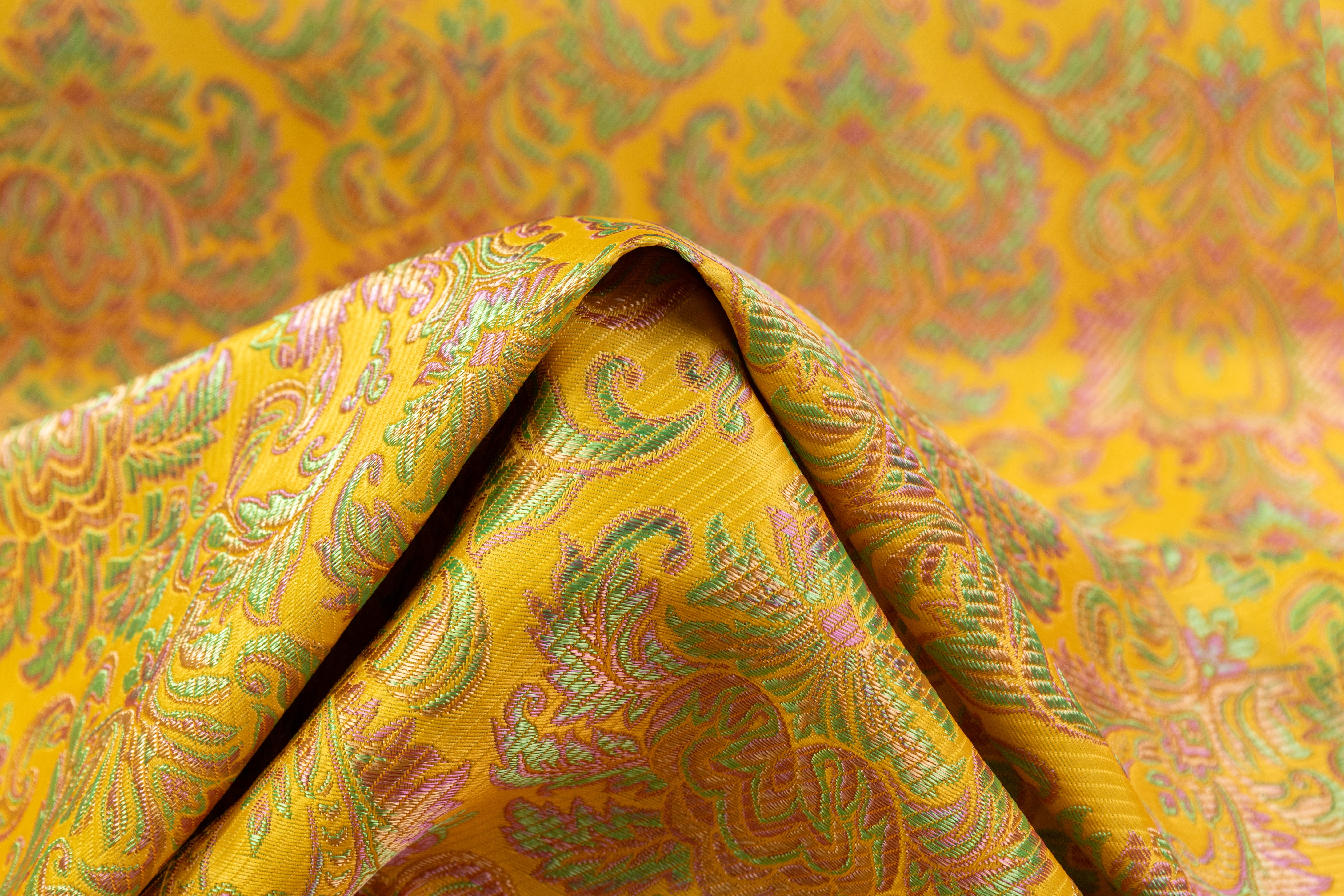 Italian Damask Brocade - Yellow / Green