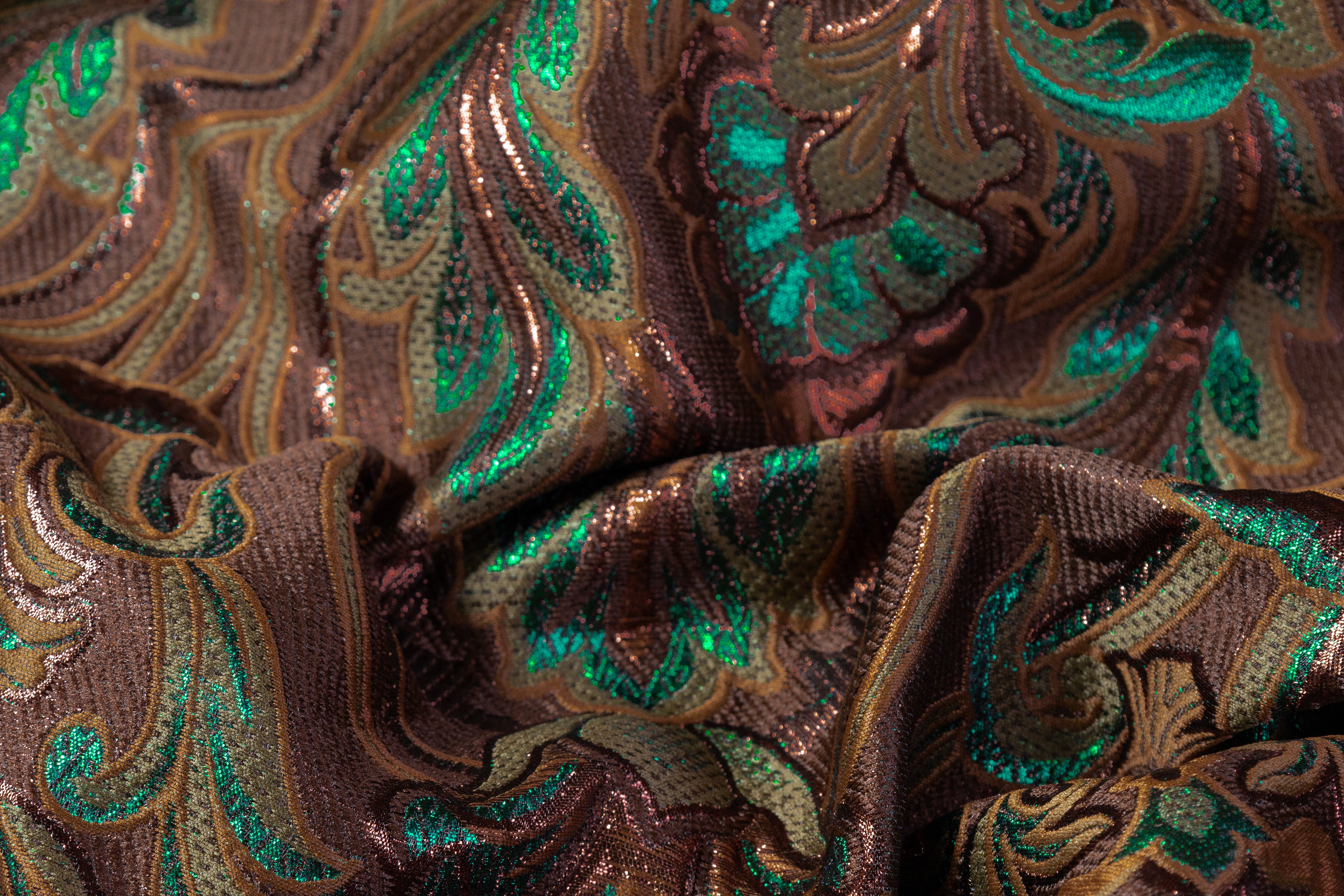 Italian Damask Brocade - Brown / Green