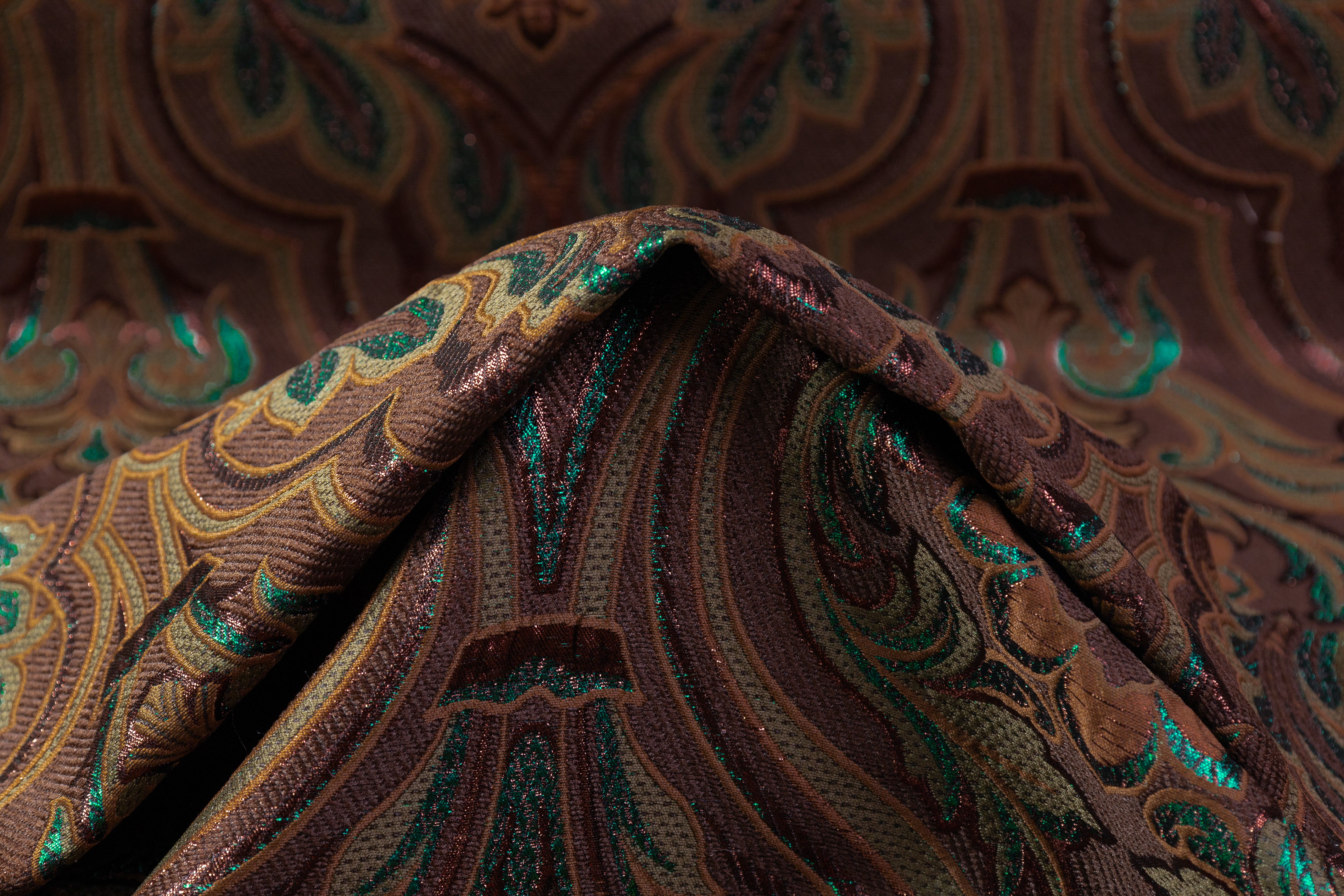Italian Damask Brocade - Brown / Green