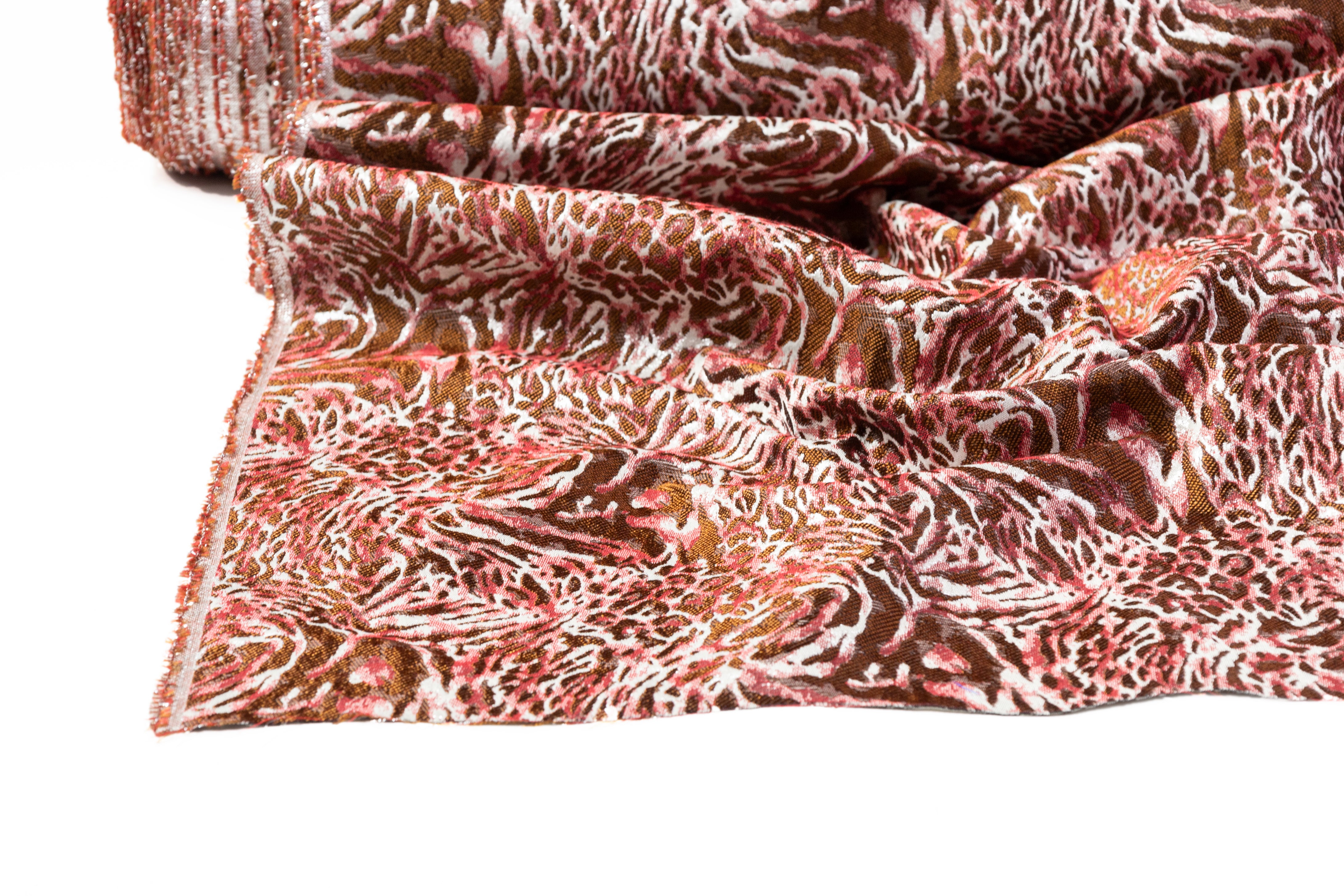 Cheetah Metallic Italian Brocade - Burgundy / Brown