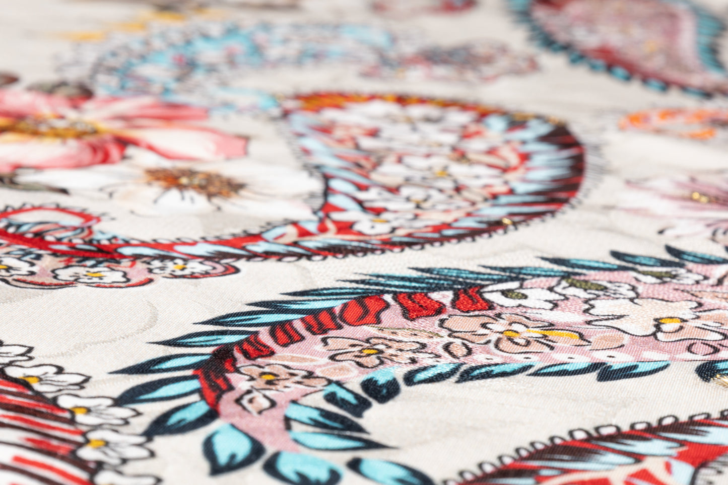 Paisley Novelty Italian Silk Jacquard - Beige / Multicolor