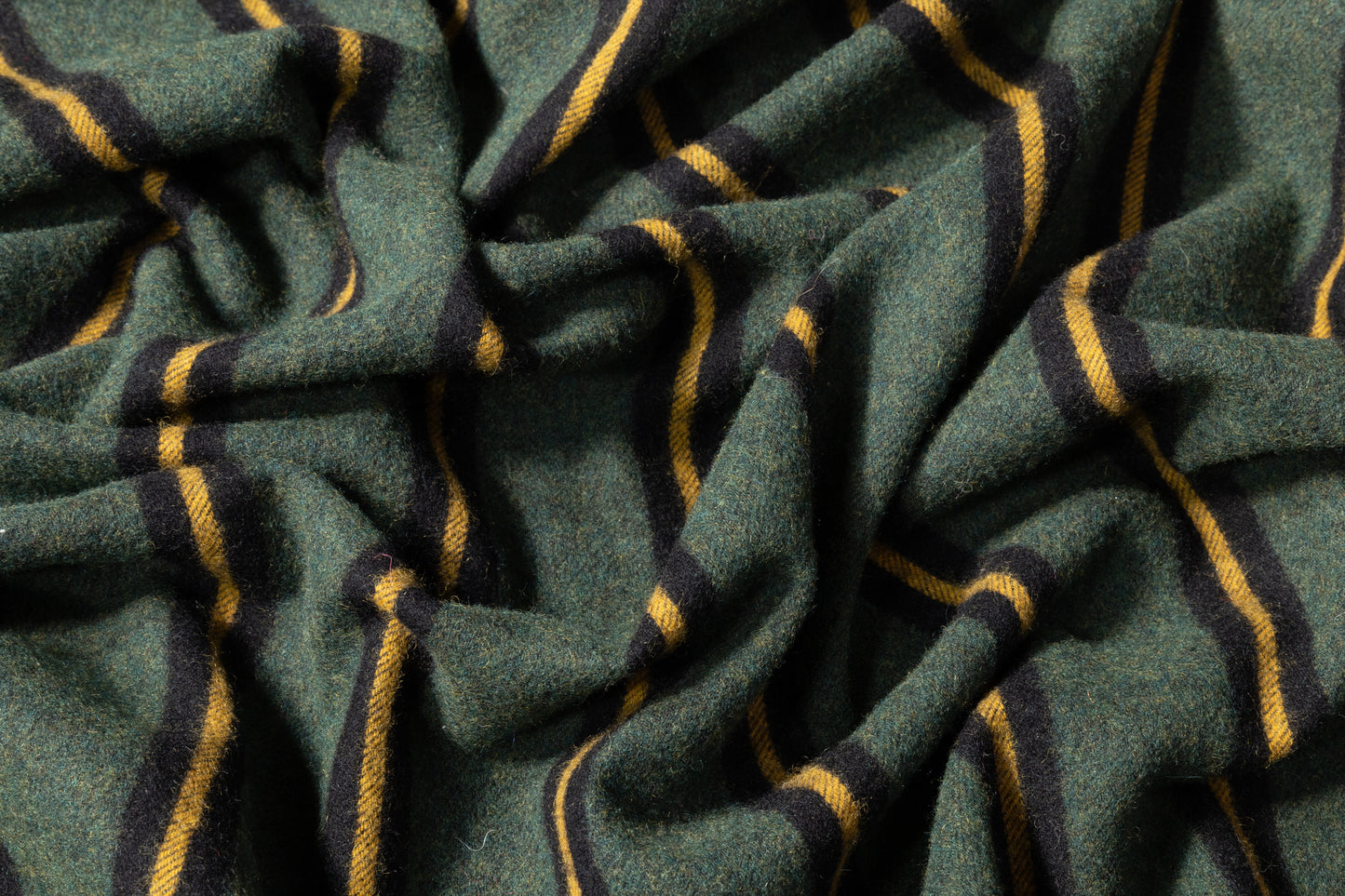 Striped Italian Poly Wool Flannel - Green / Yellow / Black