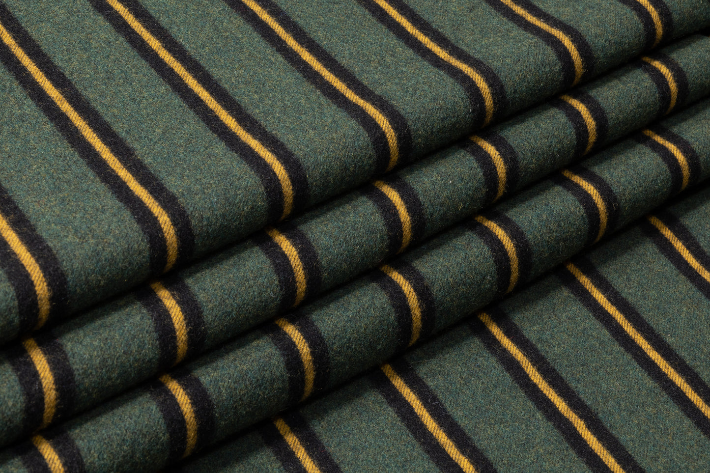 Striped Italian Poly Wool Flannel - Green / Yellow / Black