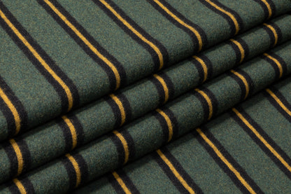 Striped Italian Poly Wool Flannel - Green / Yellow / Black