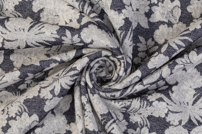 Double Faced Wool Rayon Jacquard - Navy / White / Light Beige