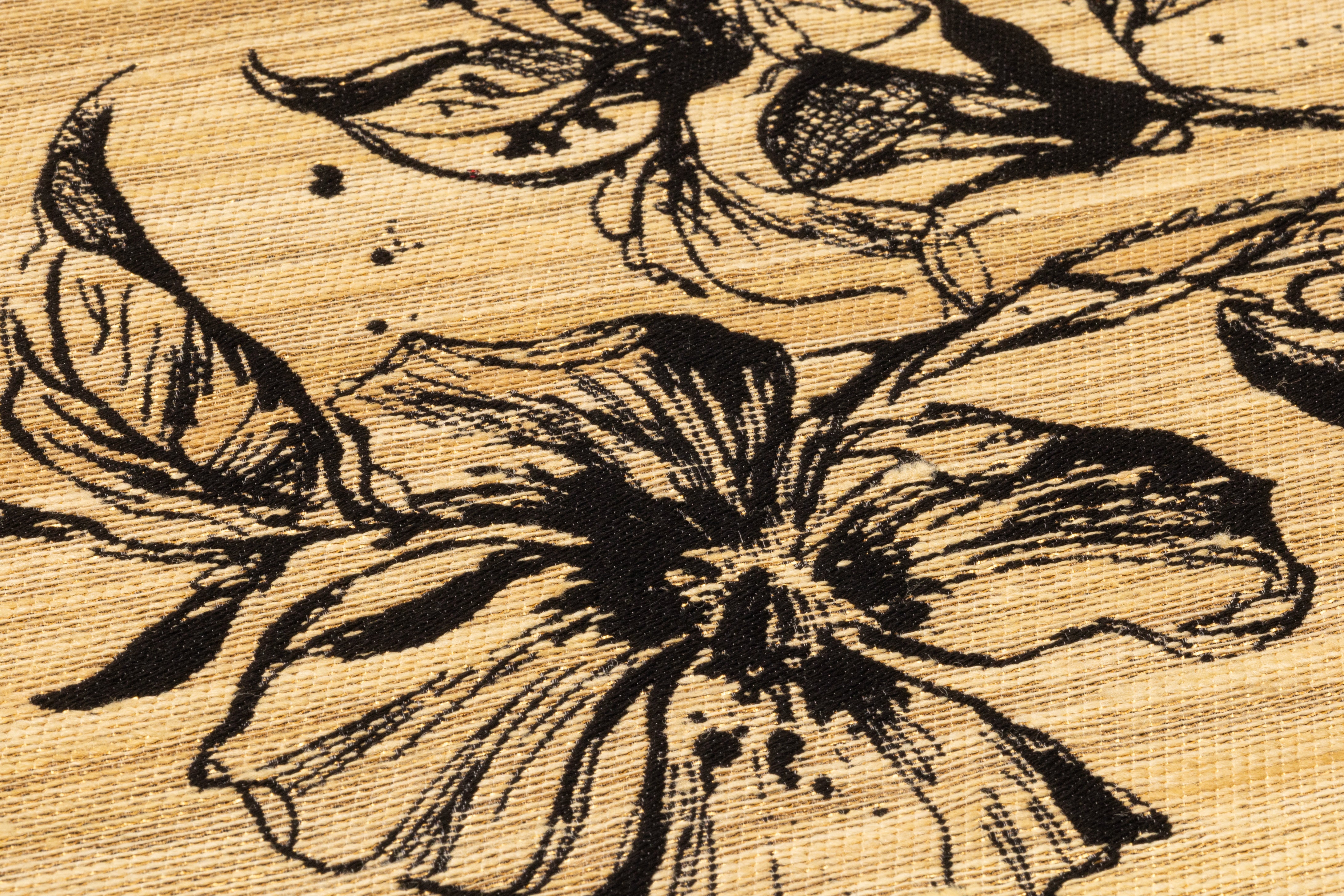Emanuel Ungaro - Floral Italian Silk Cotton Brocade - Beige / Black / Gold