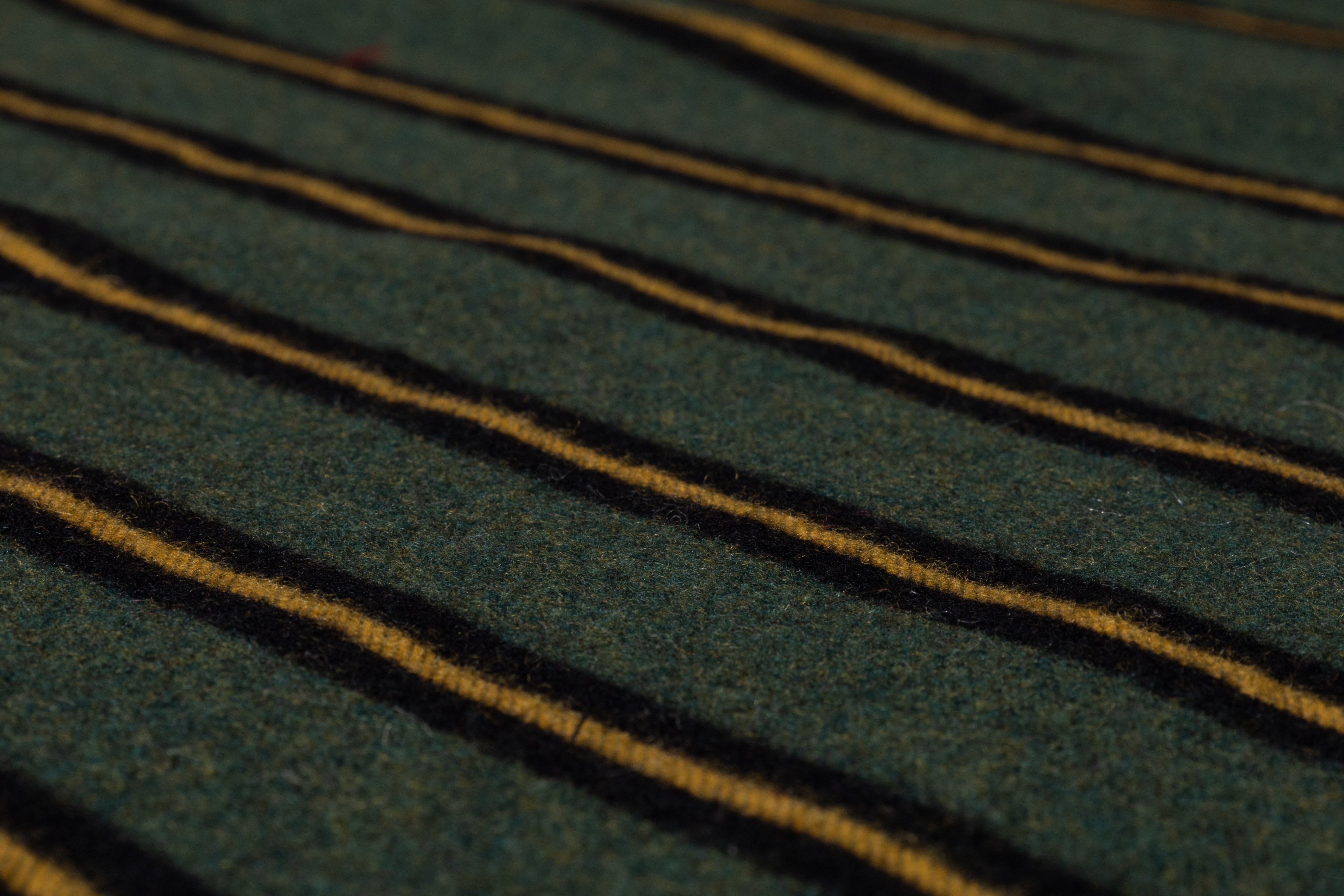 Striped Italian Poly Wool Flannel - Green / Yellow / Black