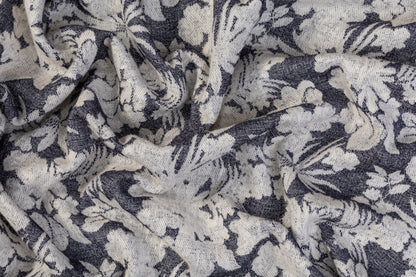 Double Faced Wool Rayon Jacquard - Navy / White / Light Beige