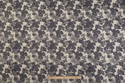 Double Faced Wool Rayon Jacquard - Navy / White / Light Beige