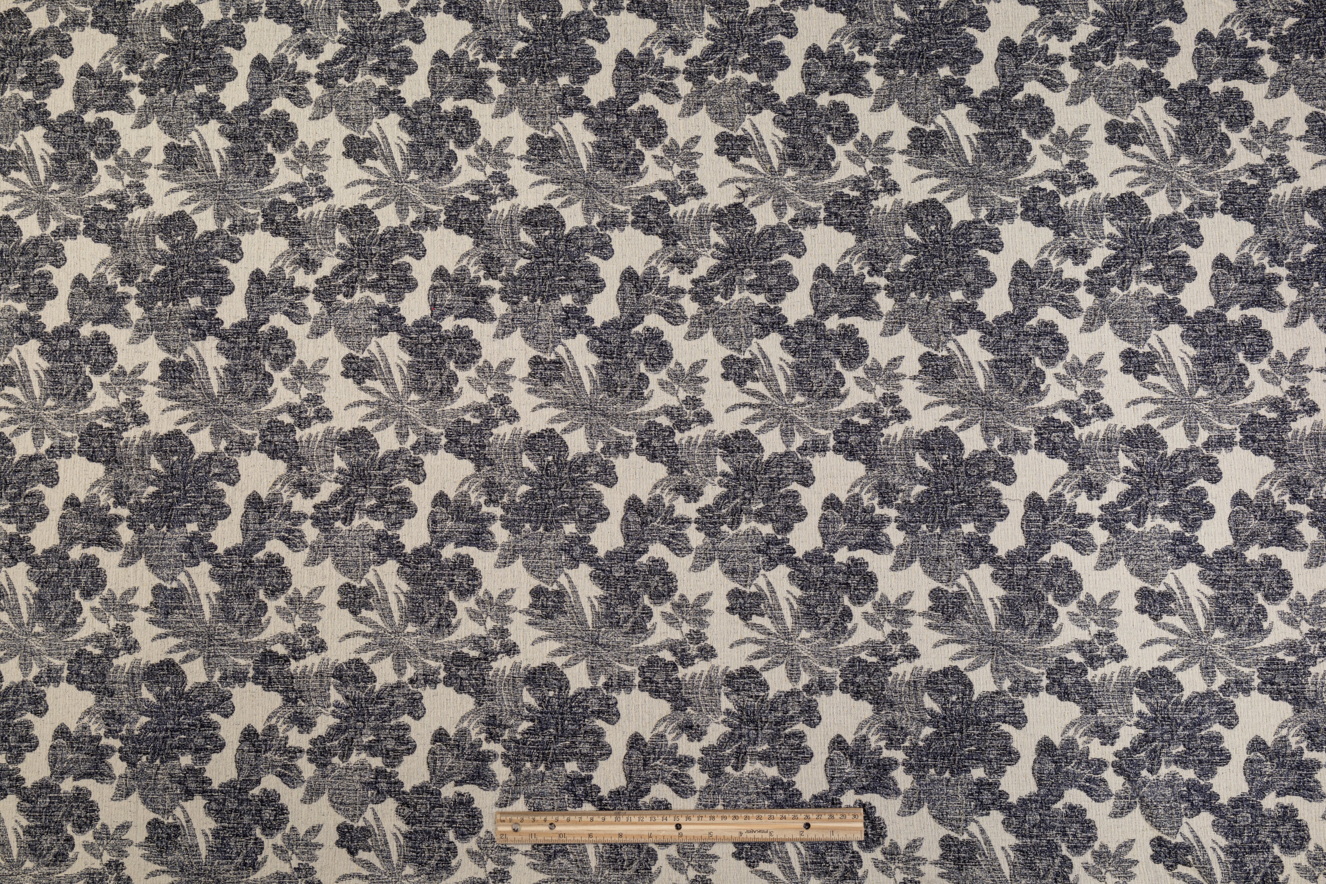 Double Faced Wool Rayon Jacquard - Navy / White / Light Beige
