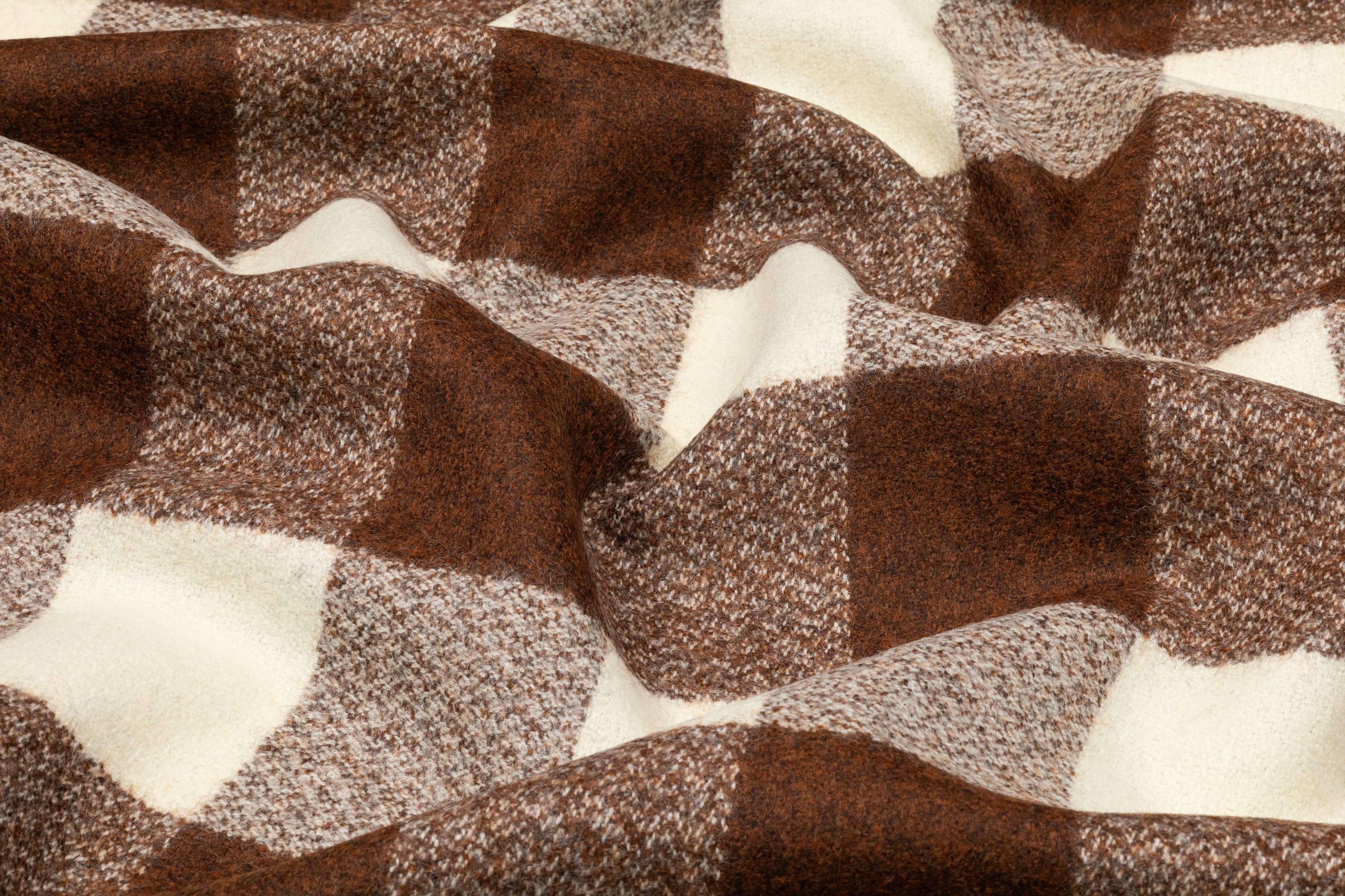 Tallia di Delfino - Checked Italian Wool - Brown / Ivory
