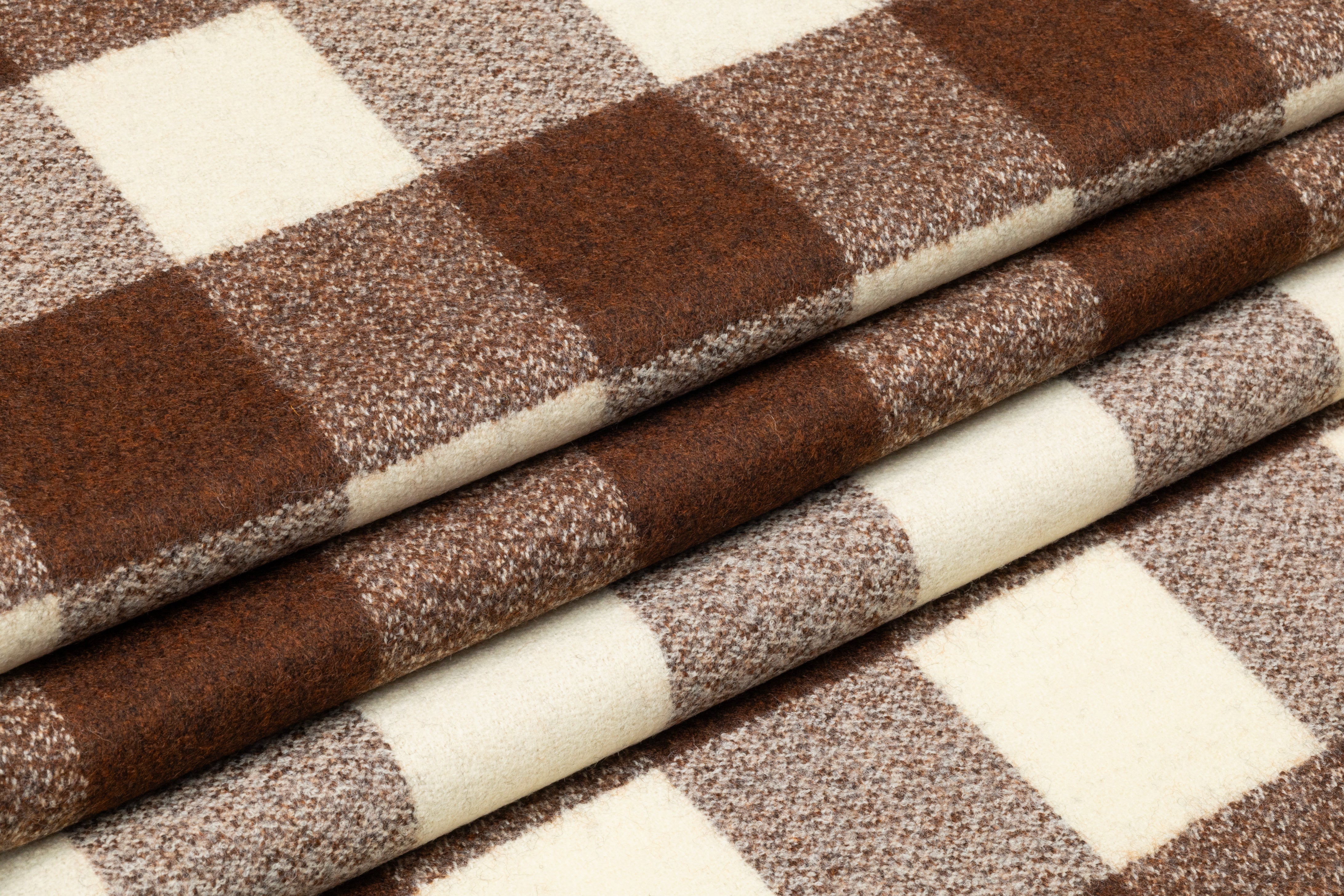 Tallia di Delfino - Checked Italian Wool - Brown / Ivory