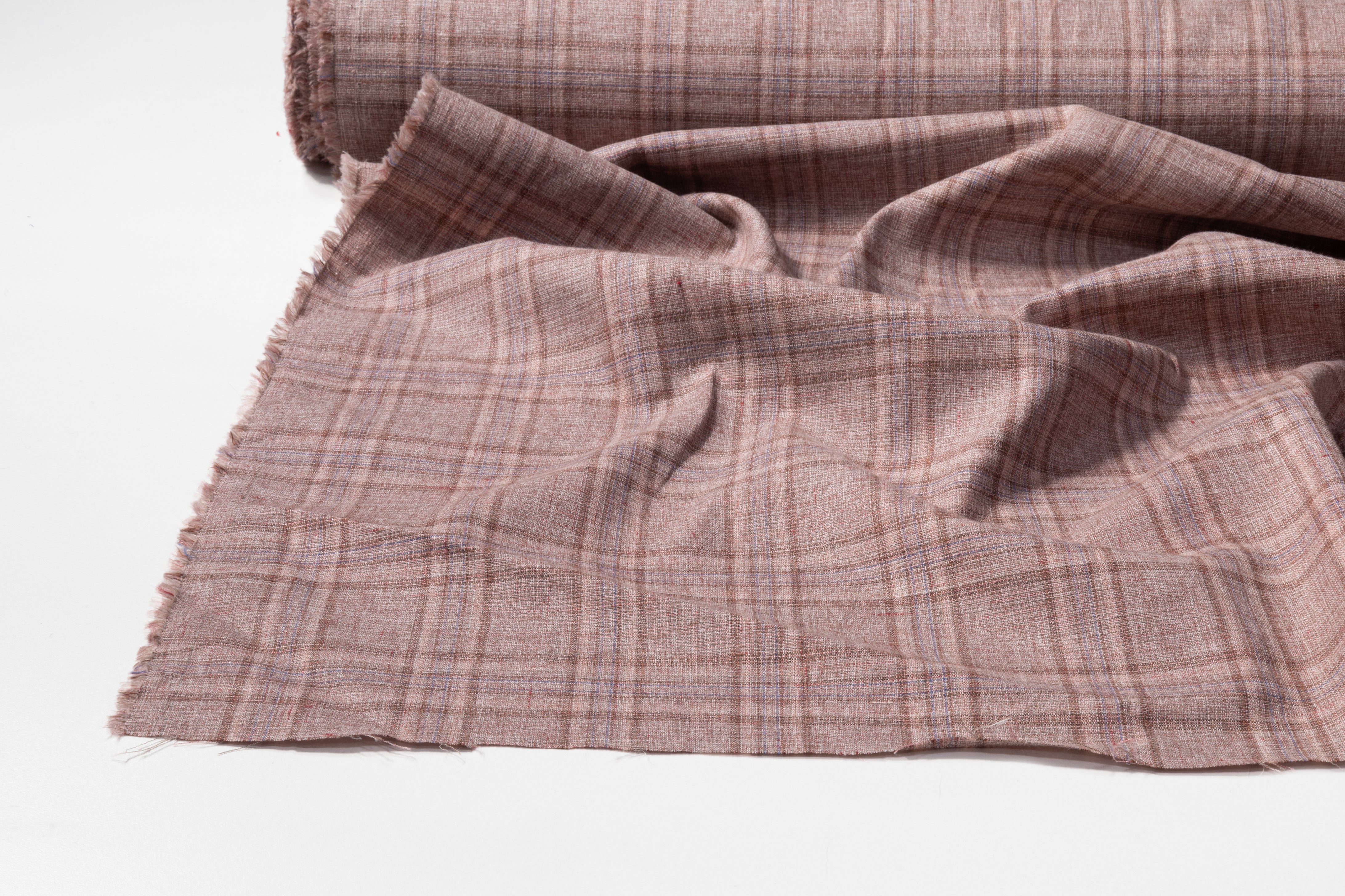 Guabello - Plaid Italian Wool Blend Suiting - Mauve