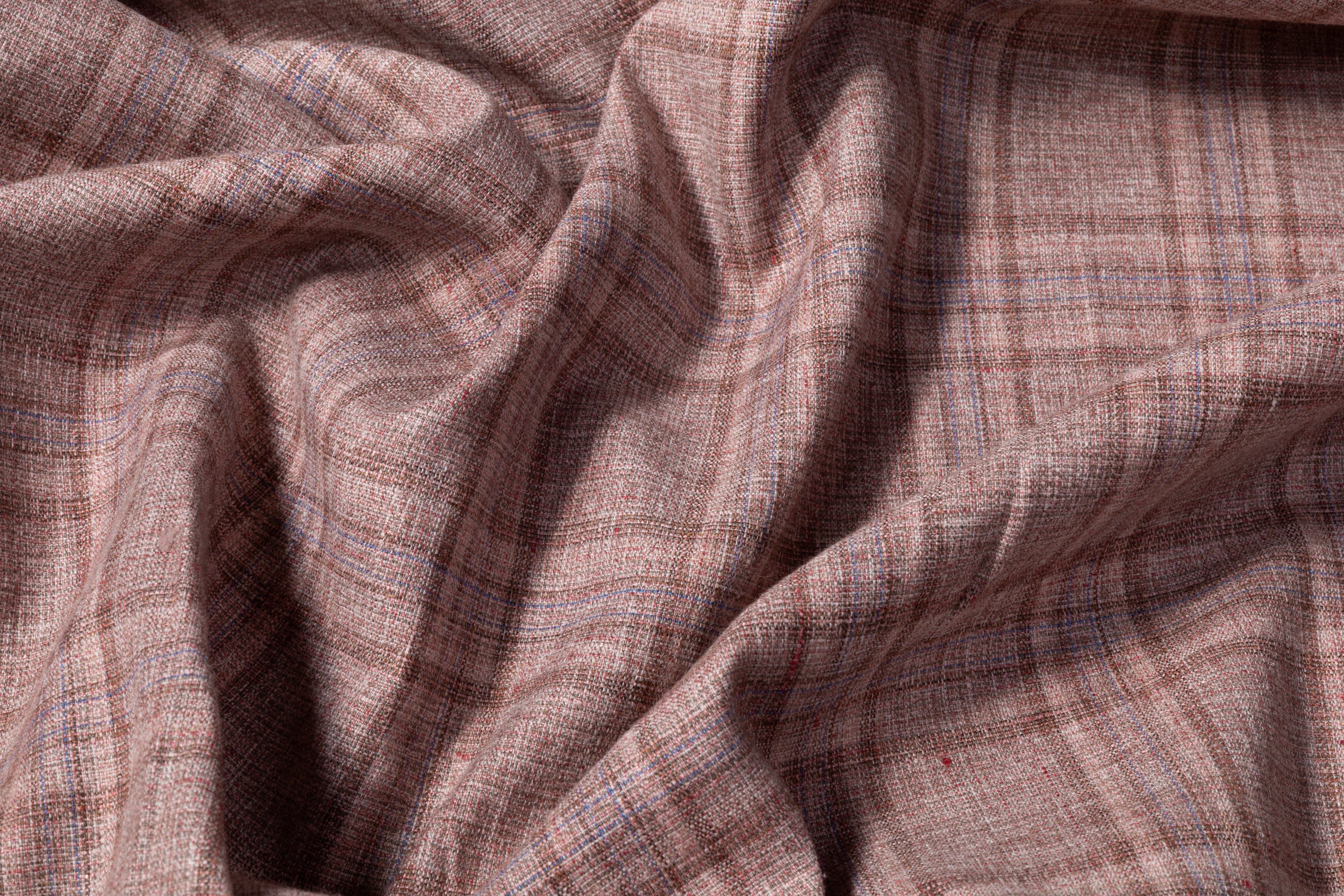 Guabello - Plaid Italian Wool Blend Suiting - Mauve