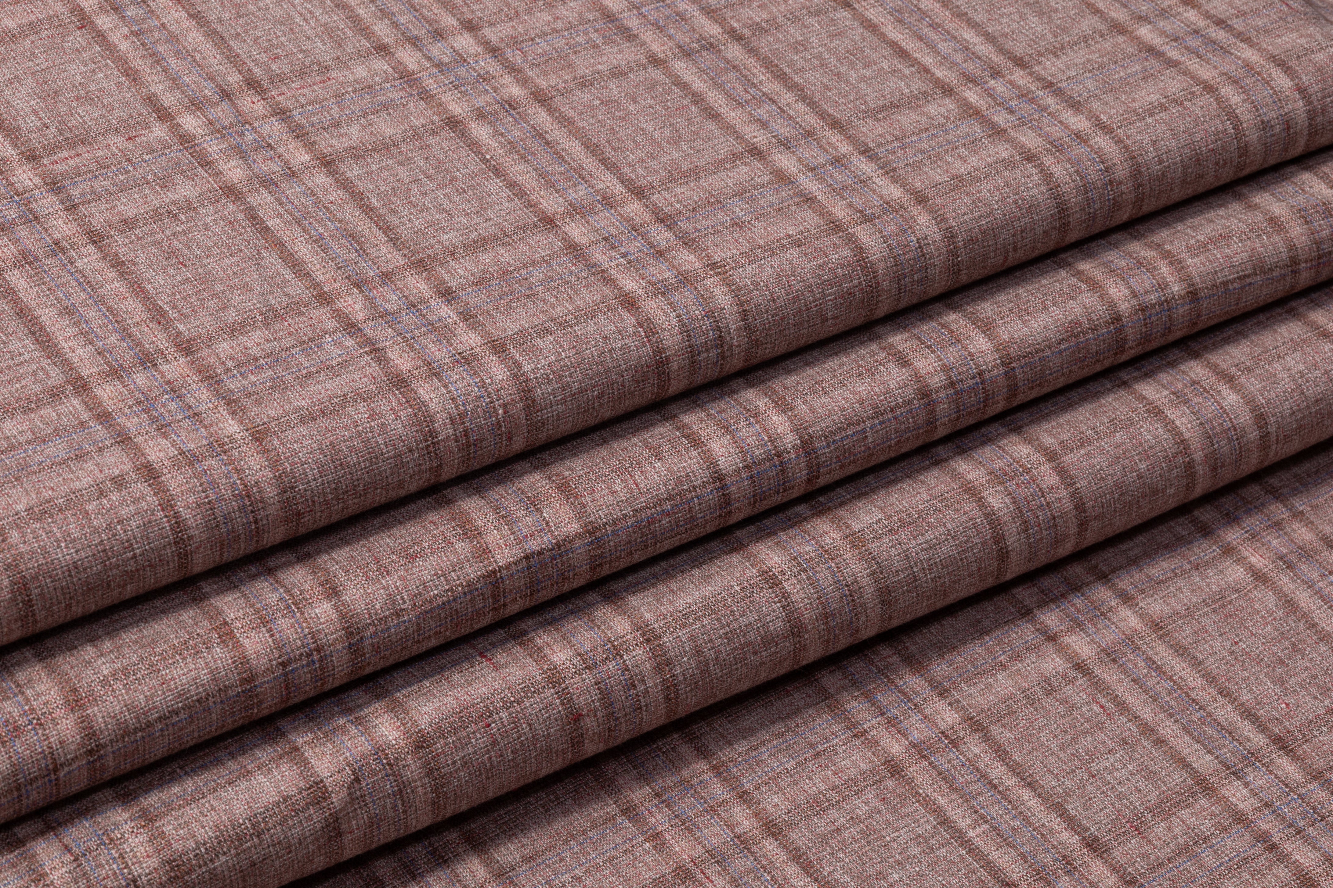 Guabello - Plaid Italian Wool Blend Suiting - Mauve
