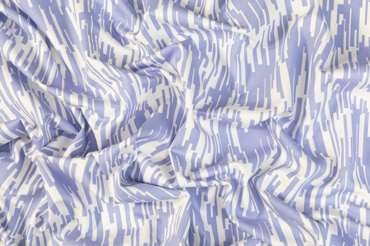 Printed Cotton Denim - Periwinkle / White