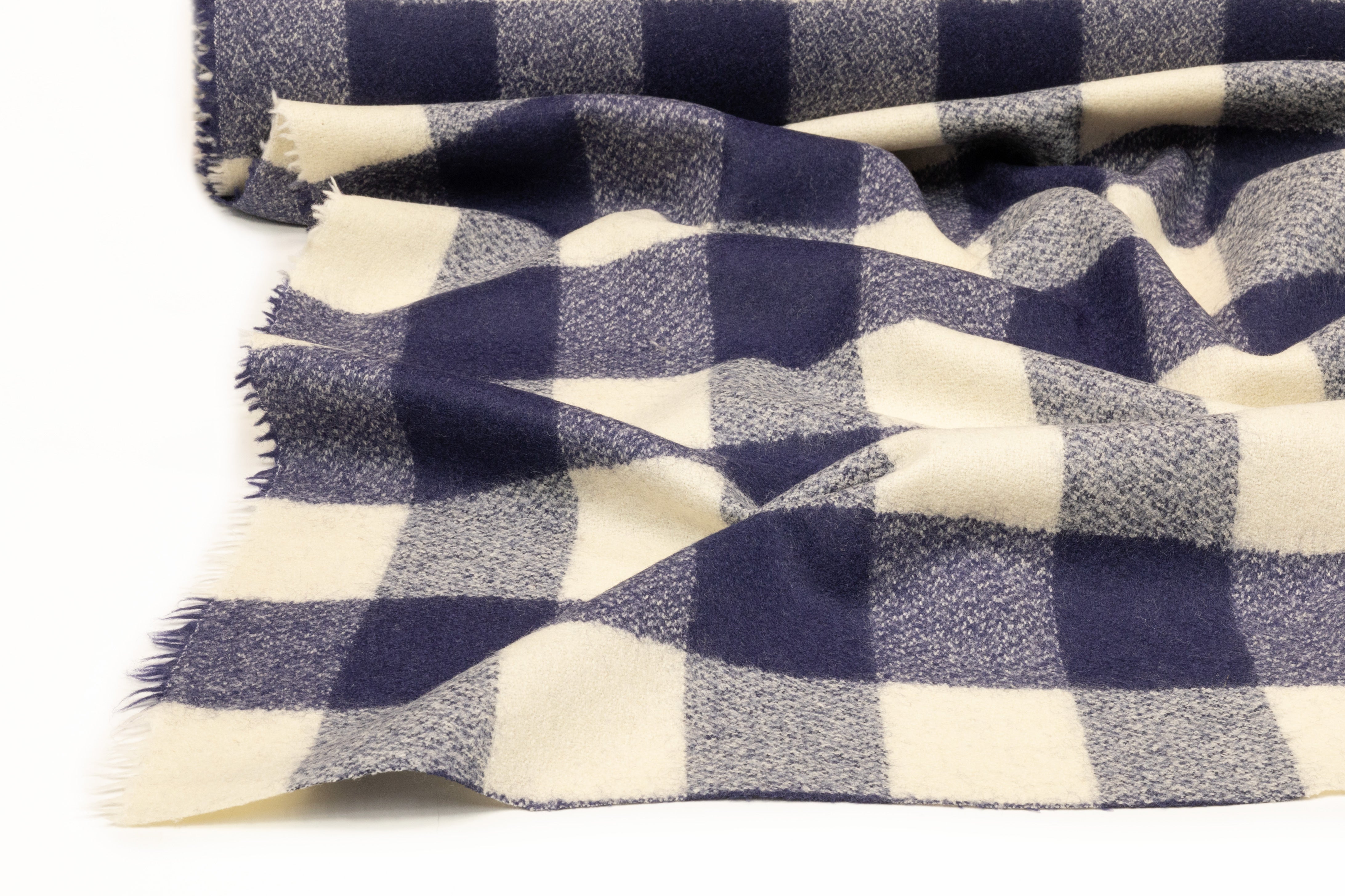 Tallia di Delfino - Checked Italian Wool - Navy / Ivory