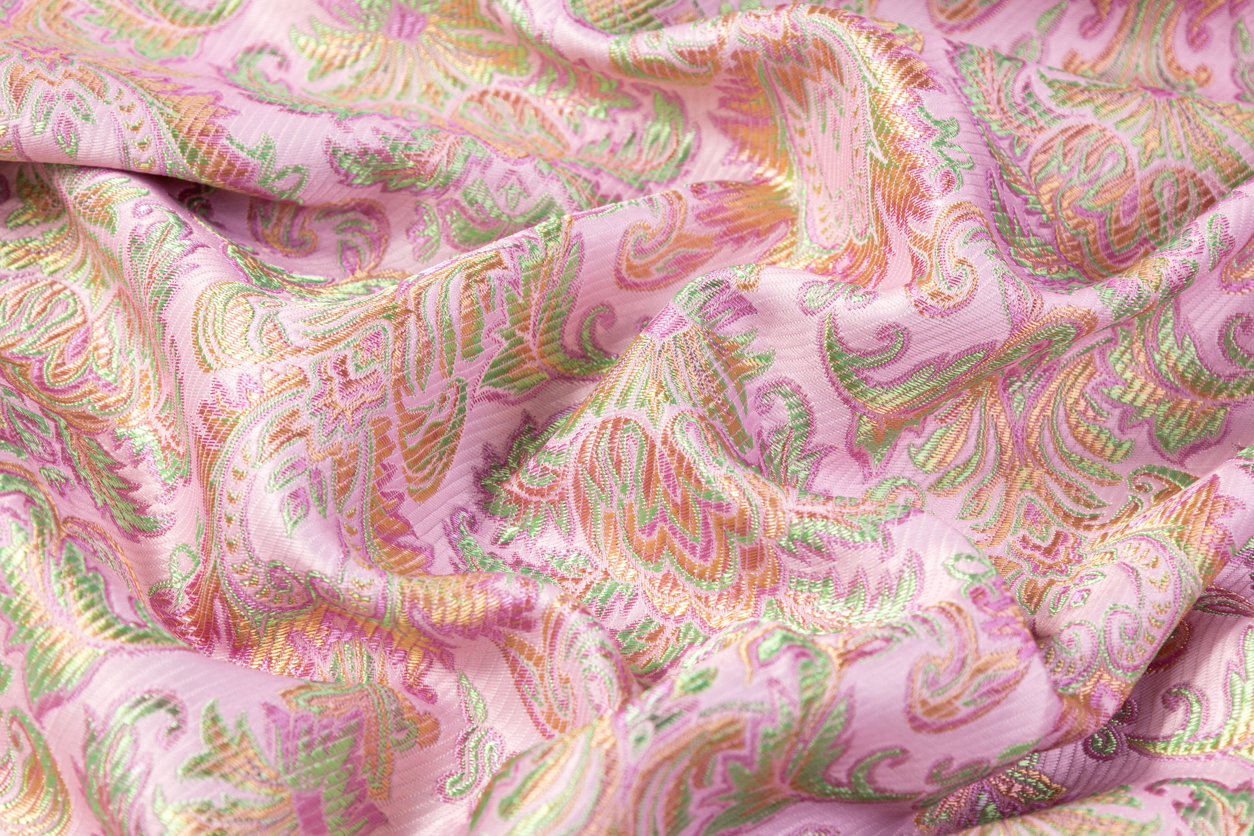 Italian Damask Brocade - Pink / Green