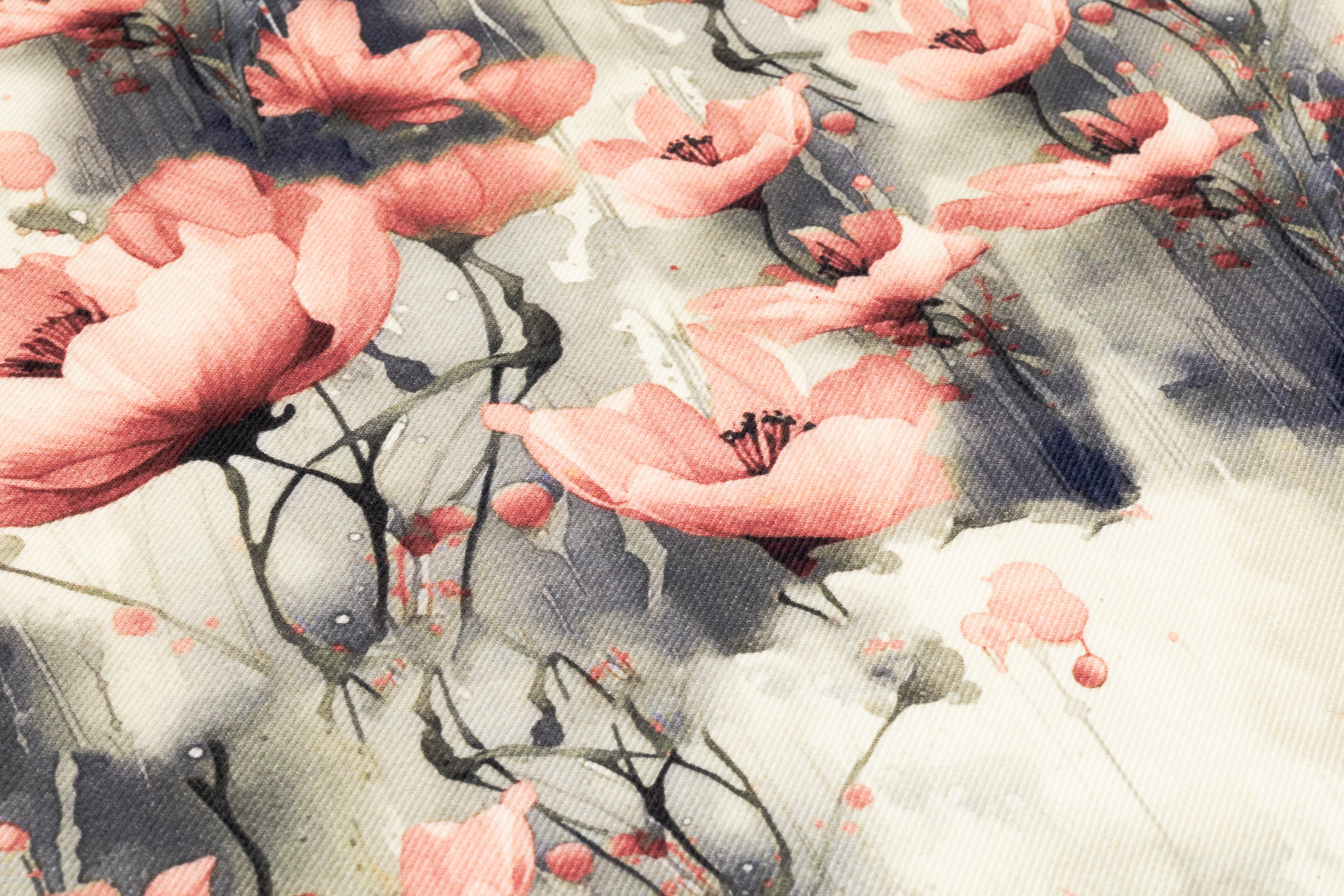 Floral Italian Silk And Wool Twill - Pink / Green / Navy