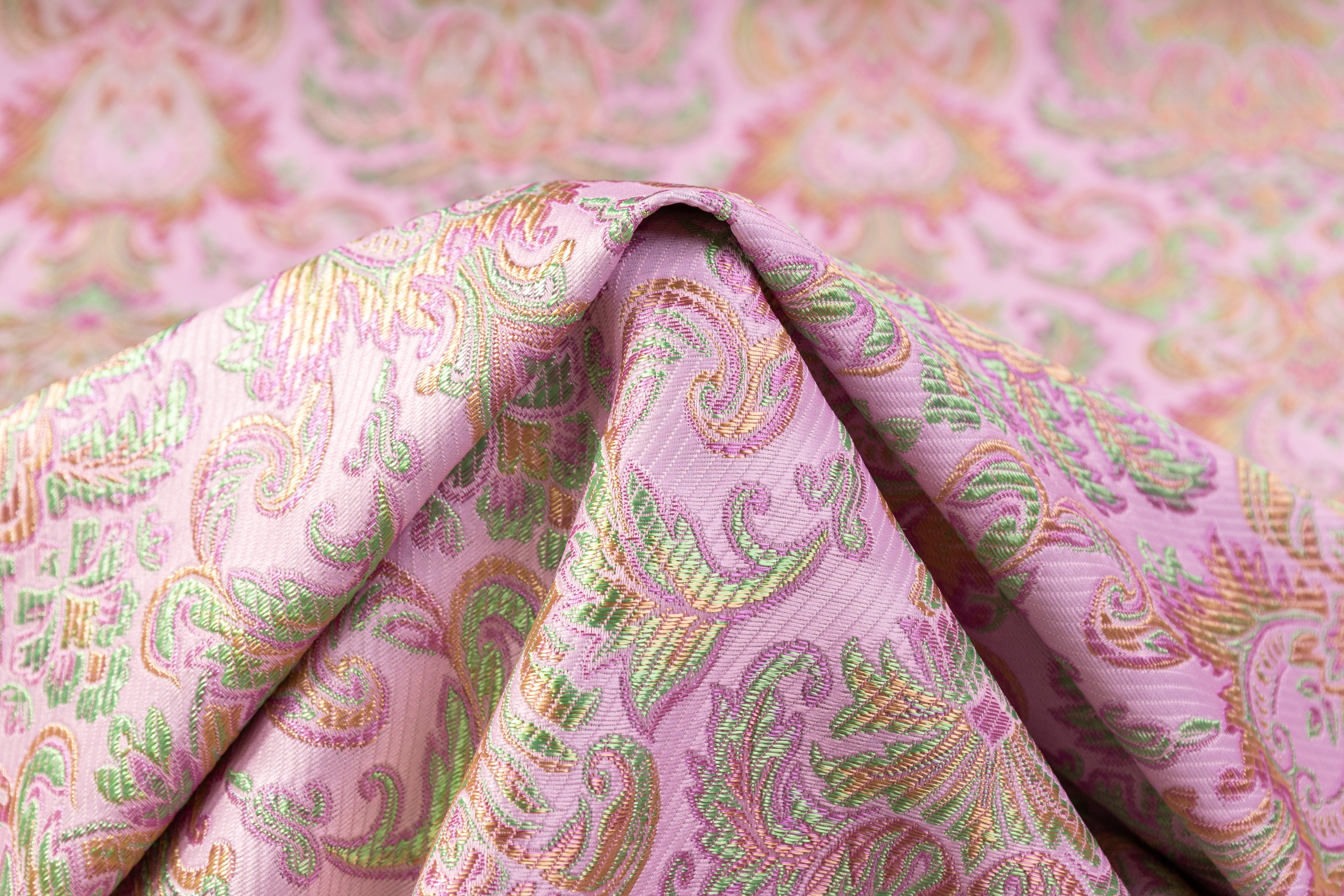 Italian Damask Brocade - Pink / Green