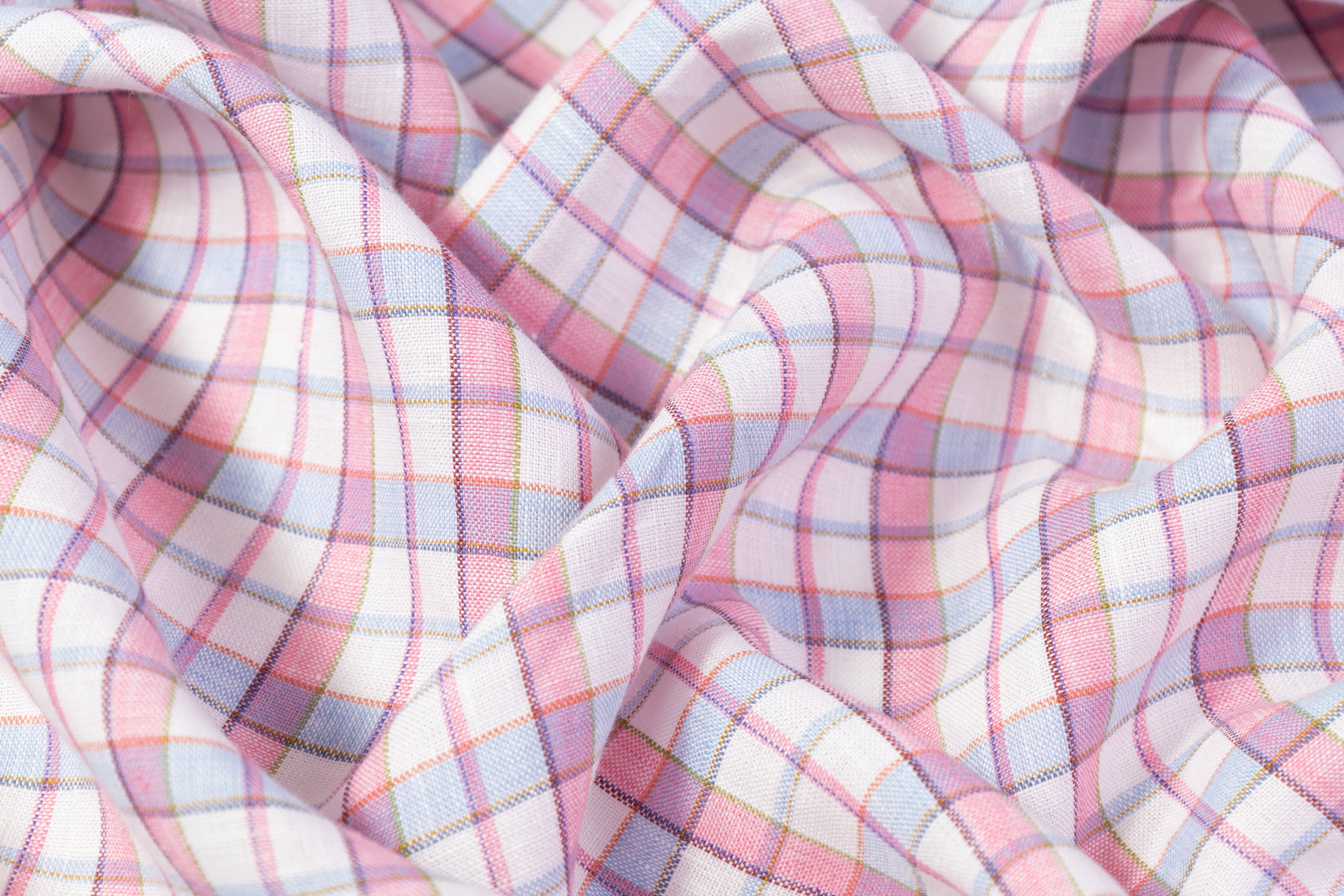 Plaid Italian Linen - Pink / Blue / White