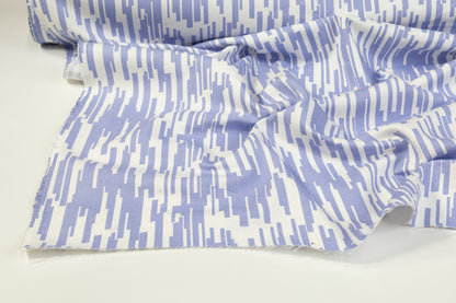 Printed Cotton Denim - Periwinkle / White