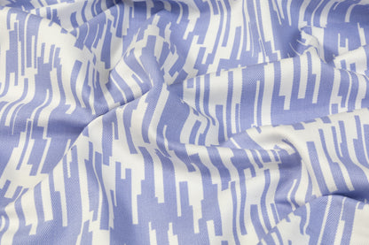 Printed Cotton Denim - Periwinkle / White