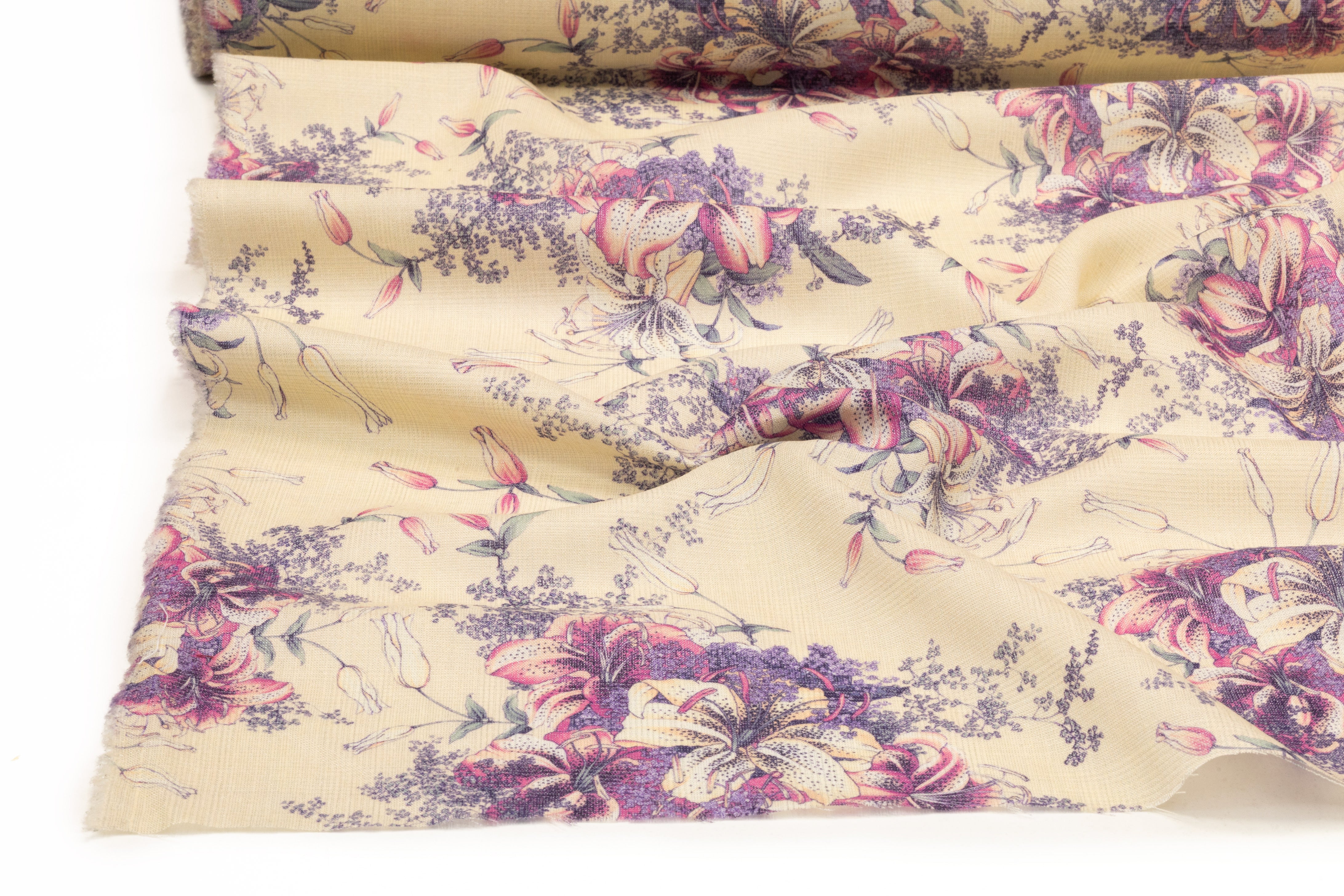 Emanuel Ungaro - Floral Italian Wool Blend - Beige / Violet / Pink
