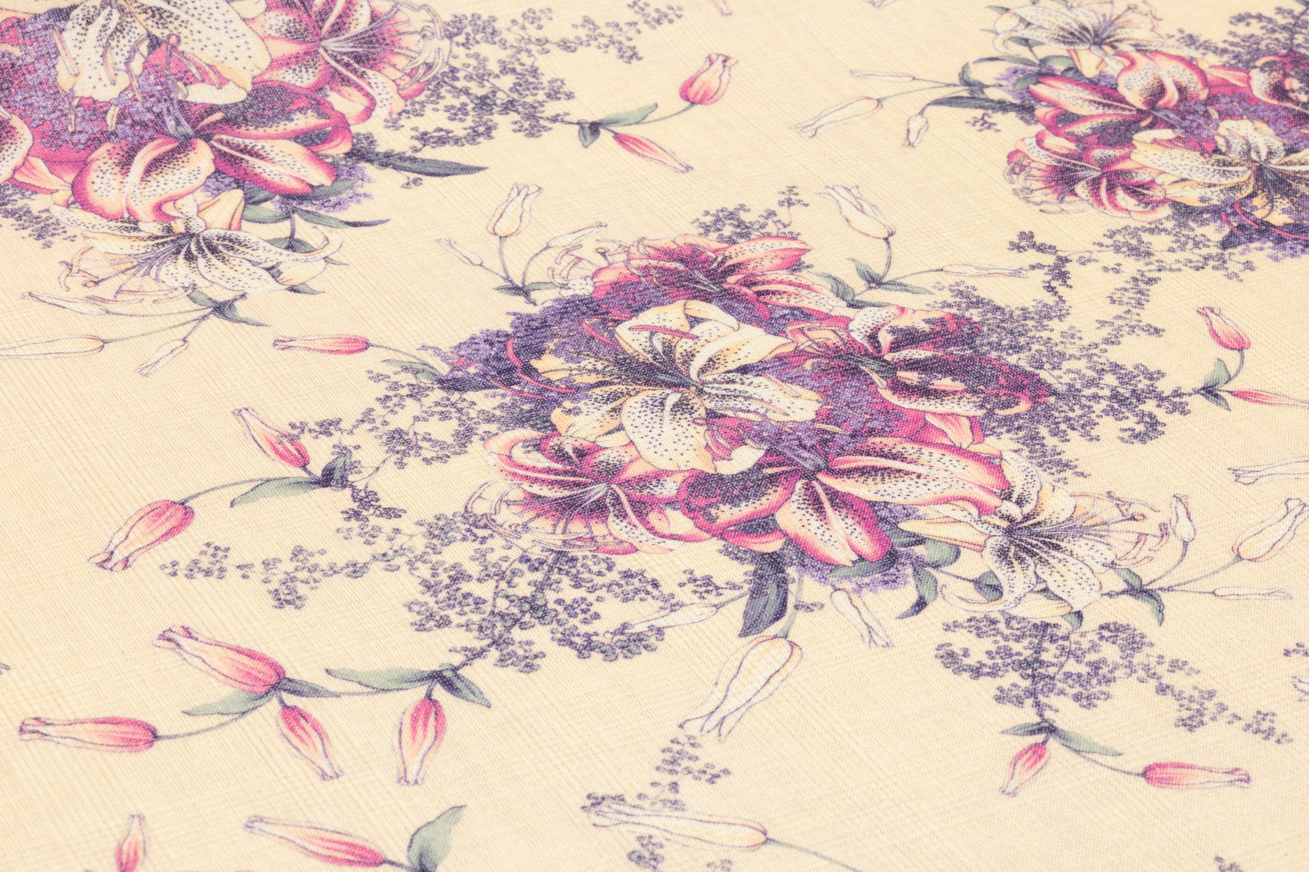 Emanuel Ungaro - Floral Italian Wool Blend - Beige / Violet / Pink