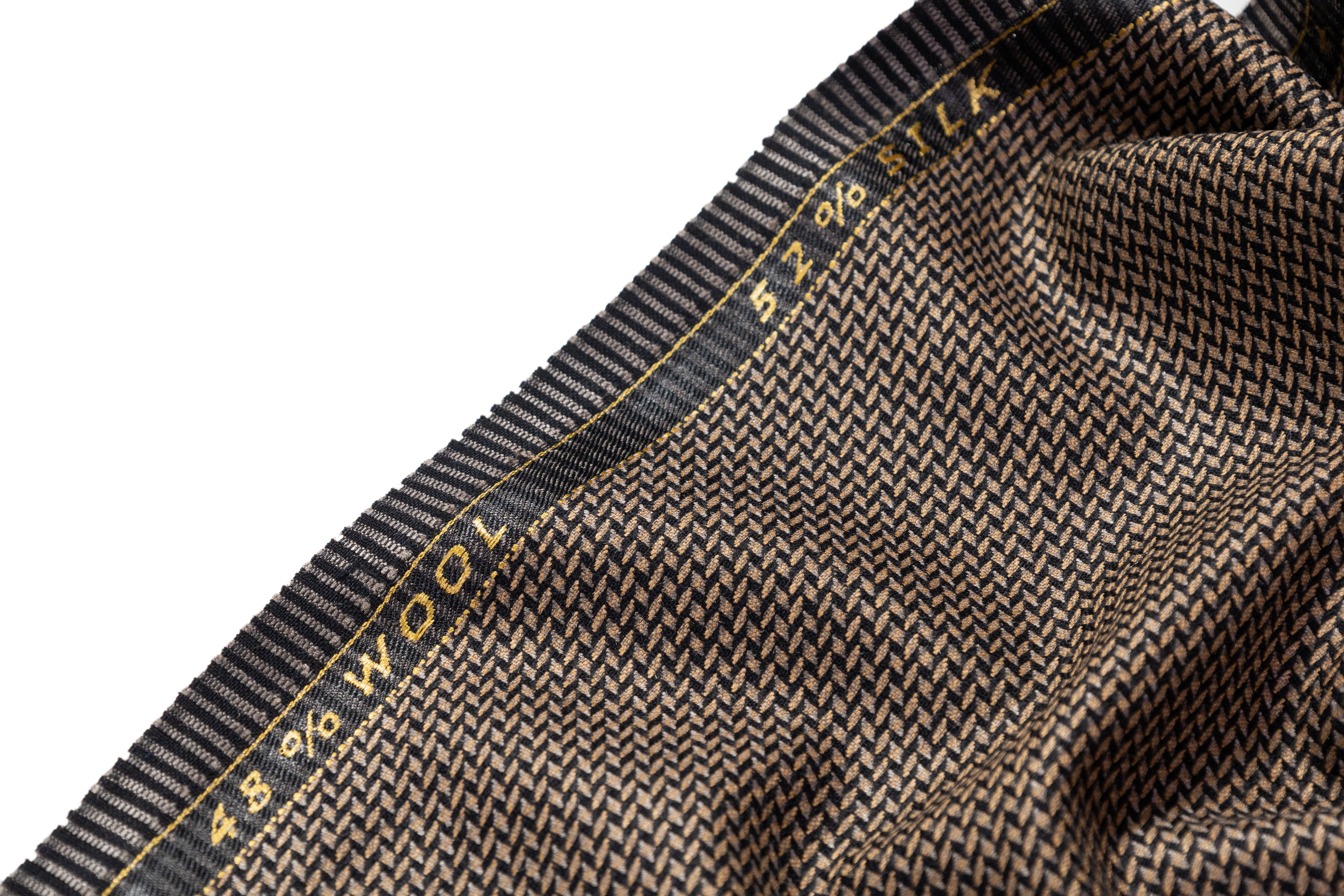 Italian Silk and Wool Suiting - Black / Brown