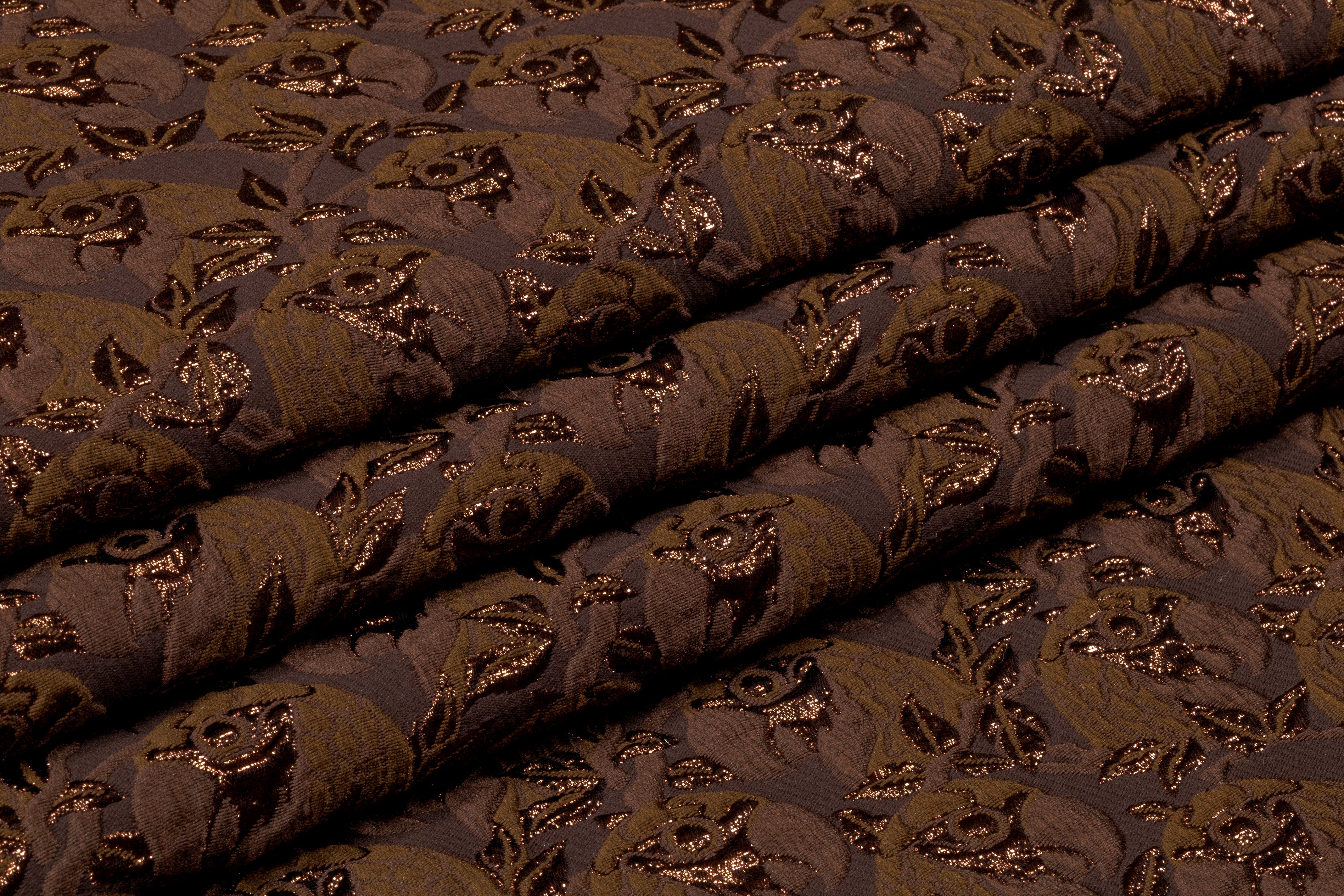 Abstract Metallic Italian Silk Blend Brocade - Brown