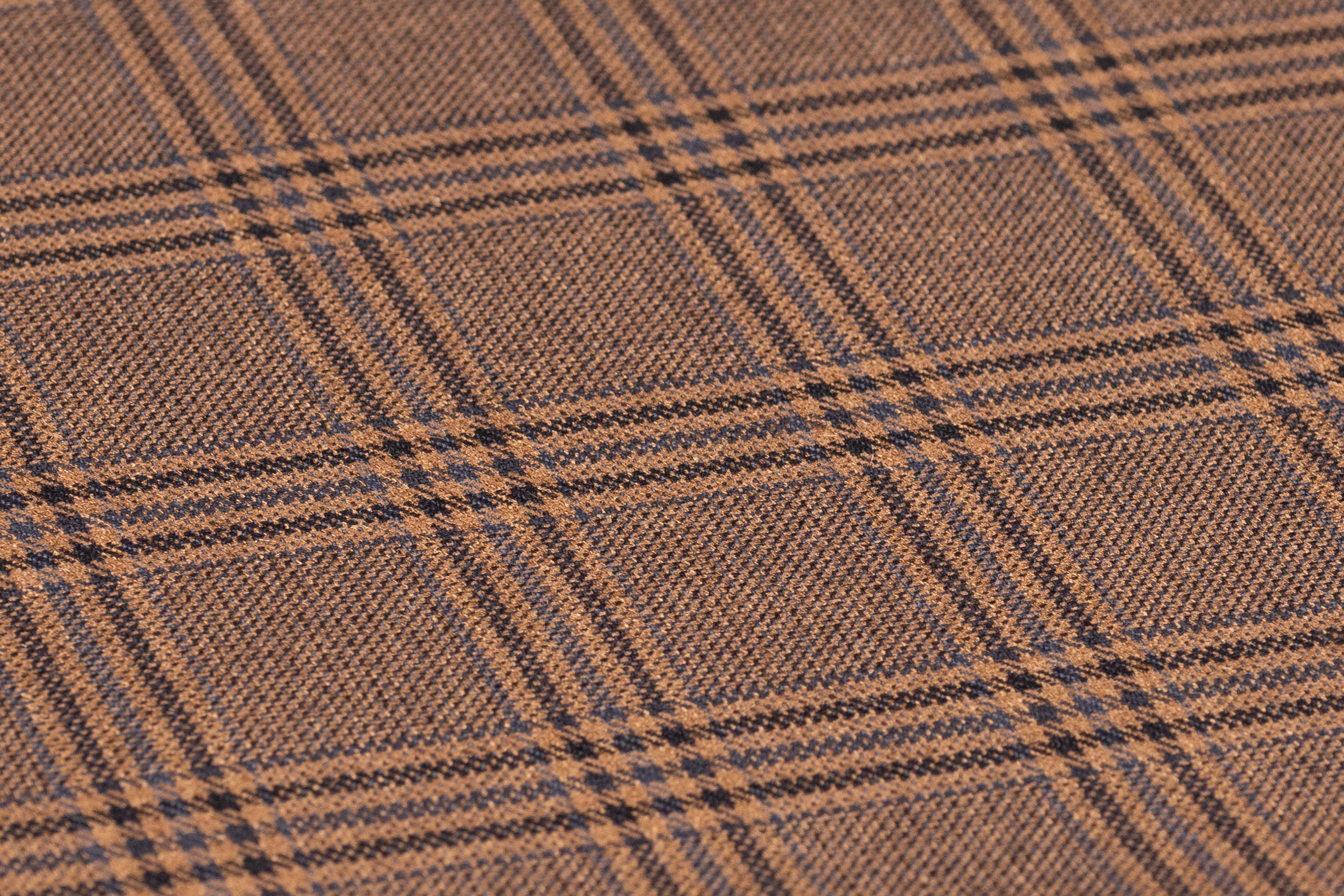 Plaid Italian Silk and Wool Suiting - Black / Brown