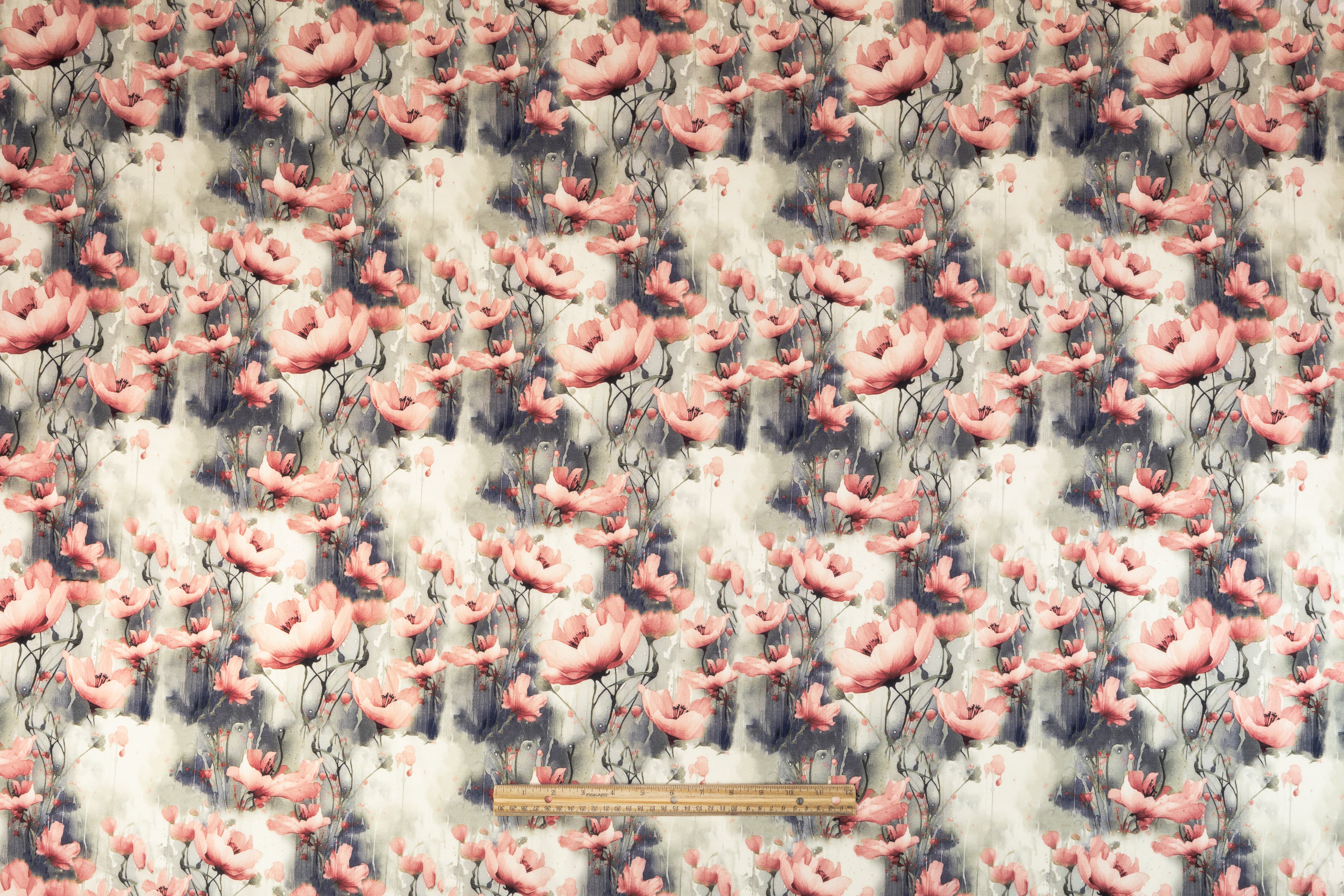 Floral Italian Silk And Wool Twill - Pink / Green / Navy