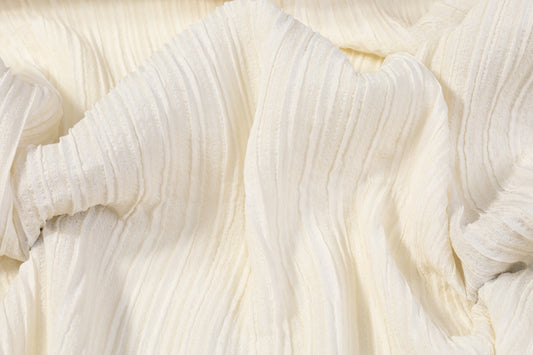 Pleated Silk/Viscose Gauze - Ivory
