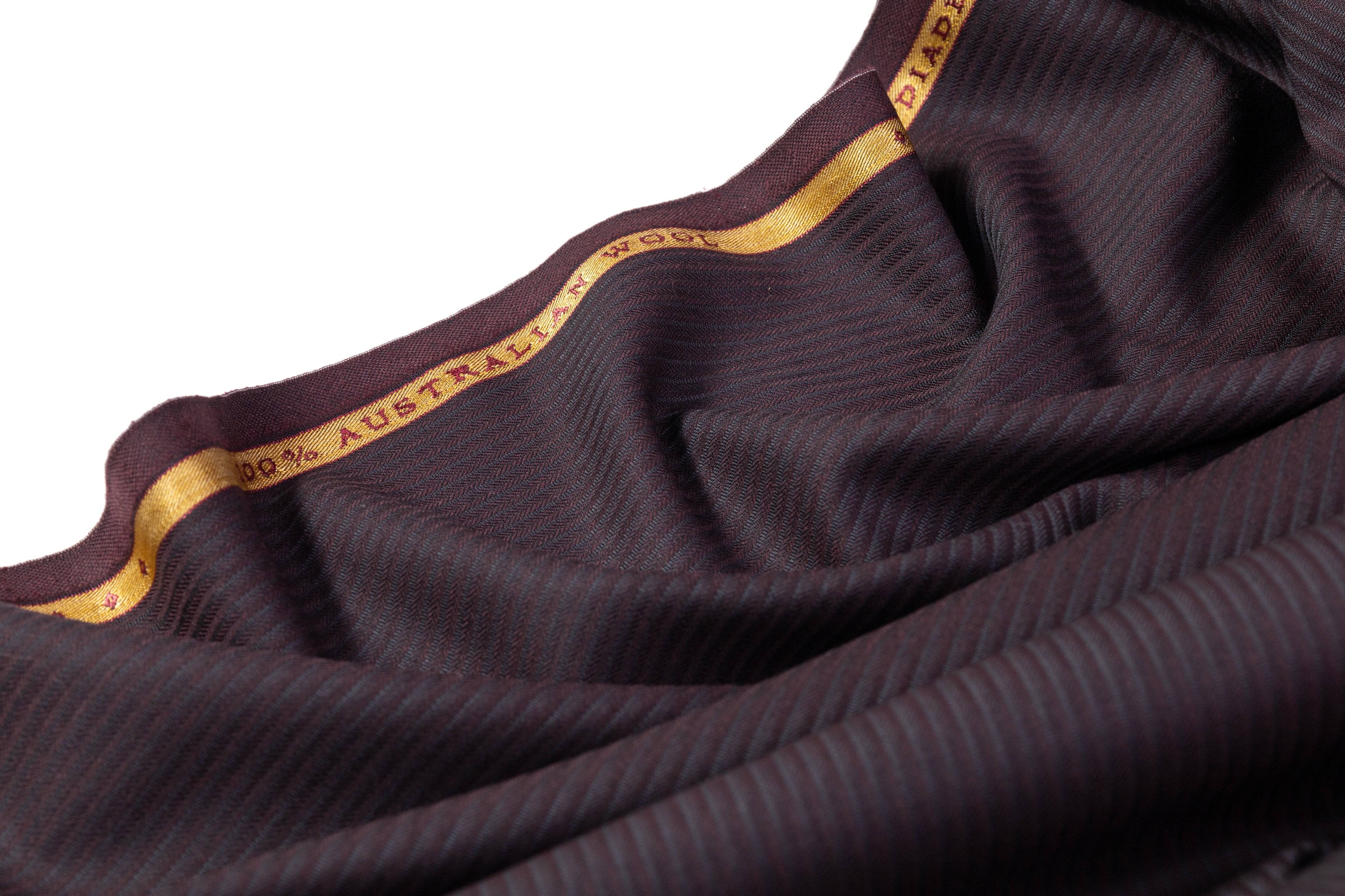Striped Italian Wool Suiting - Burgundy / Charcoal