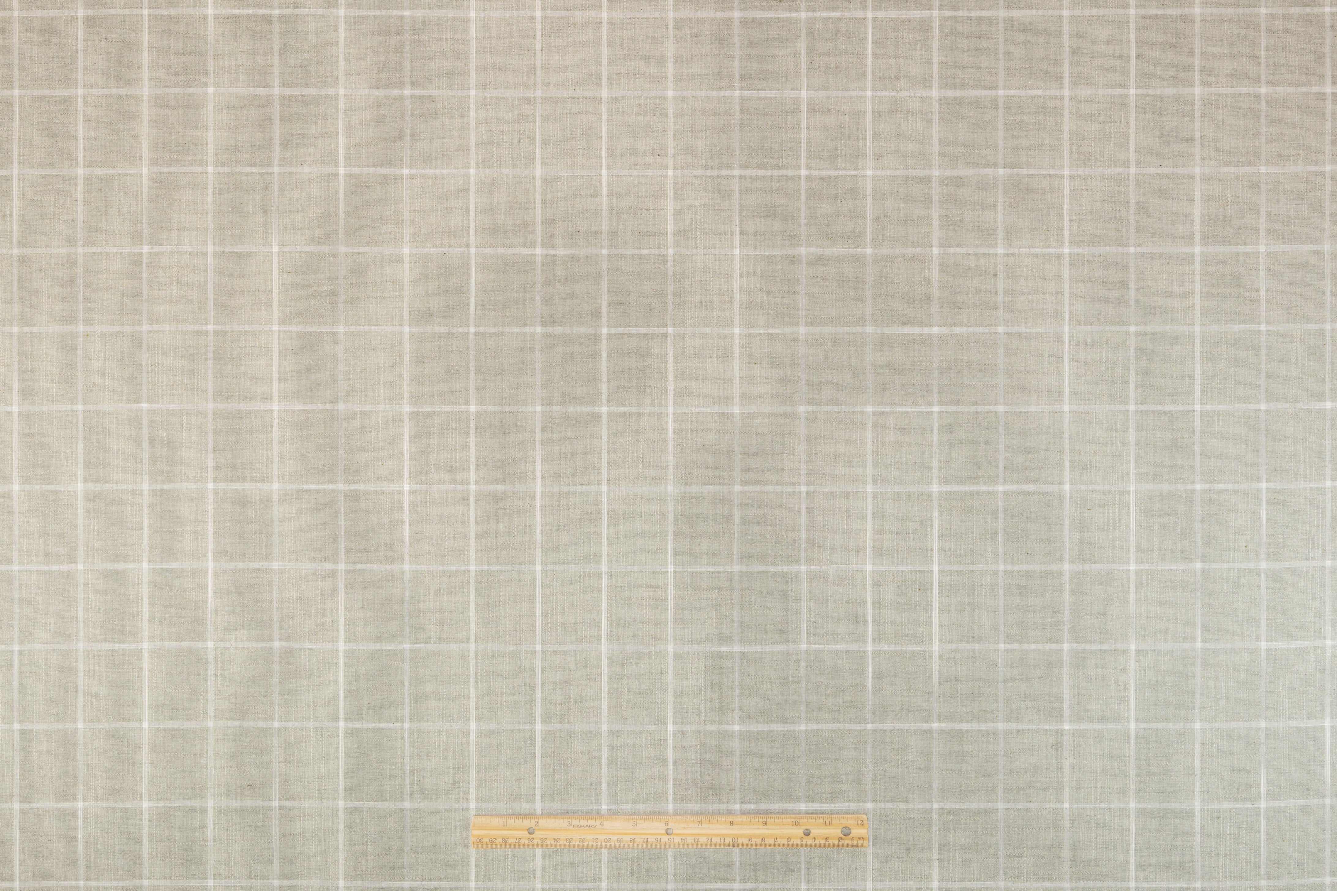 Windowpane Italian Cotton Linen Wool Suiting - Sage Green
