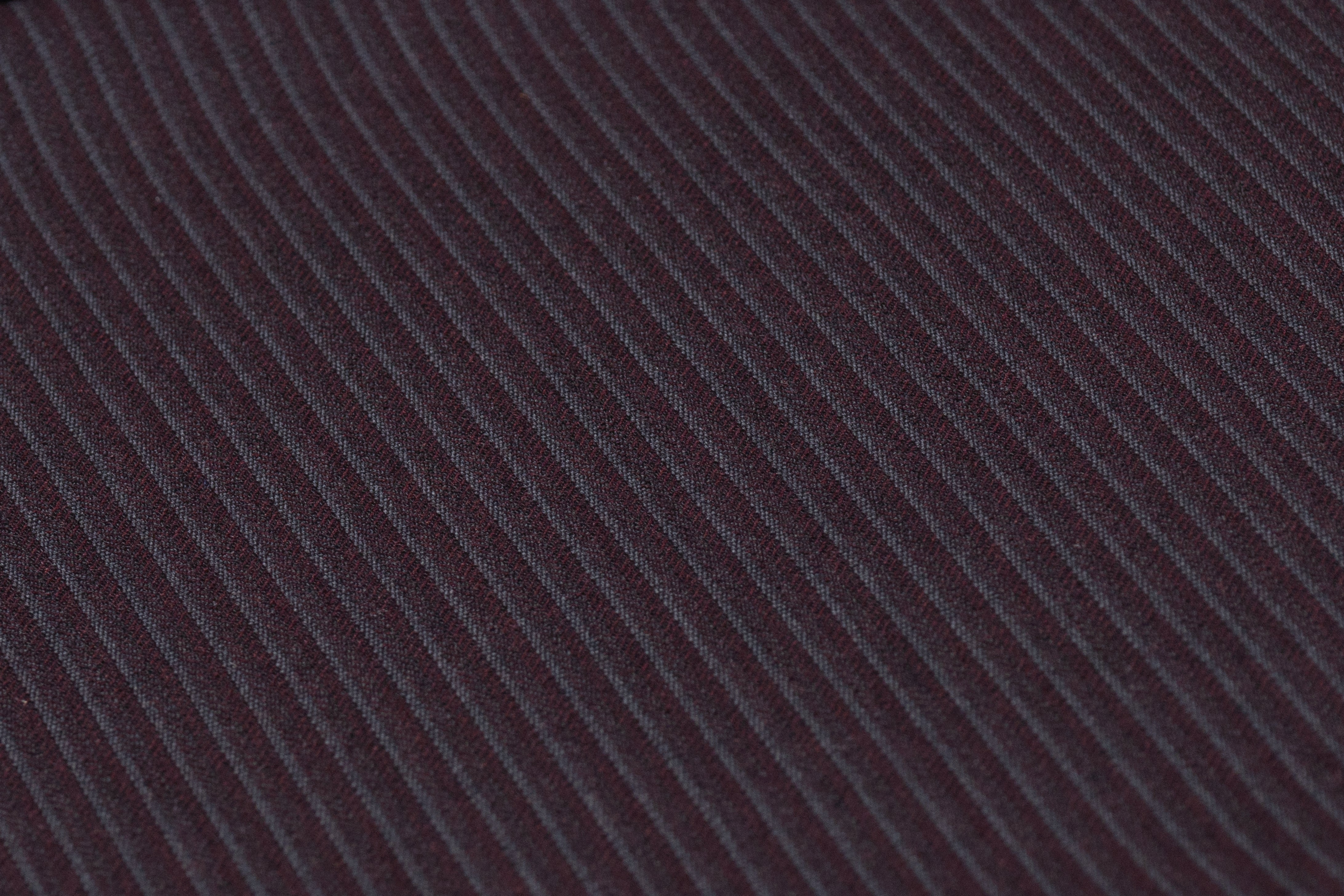 Striped Italian Wool Suiting - Burgundy / Charcoal
