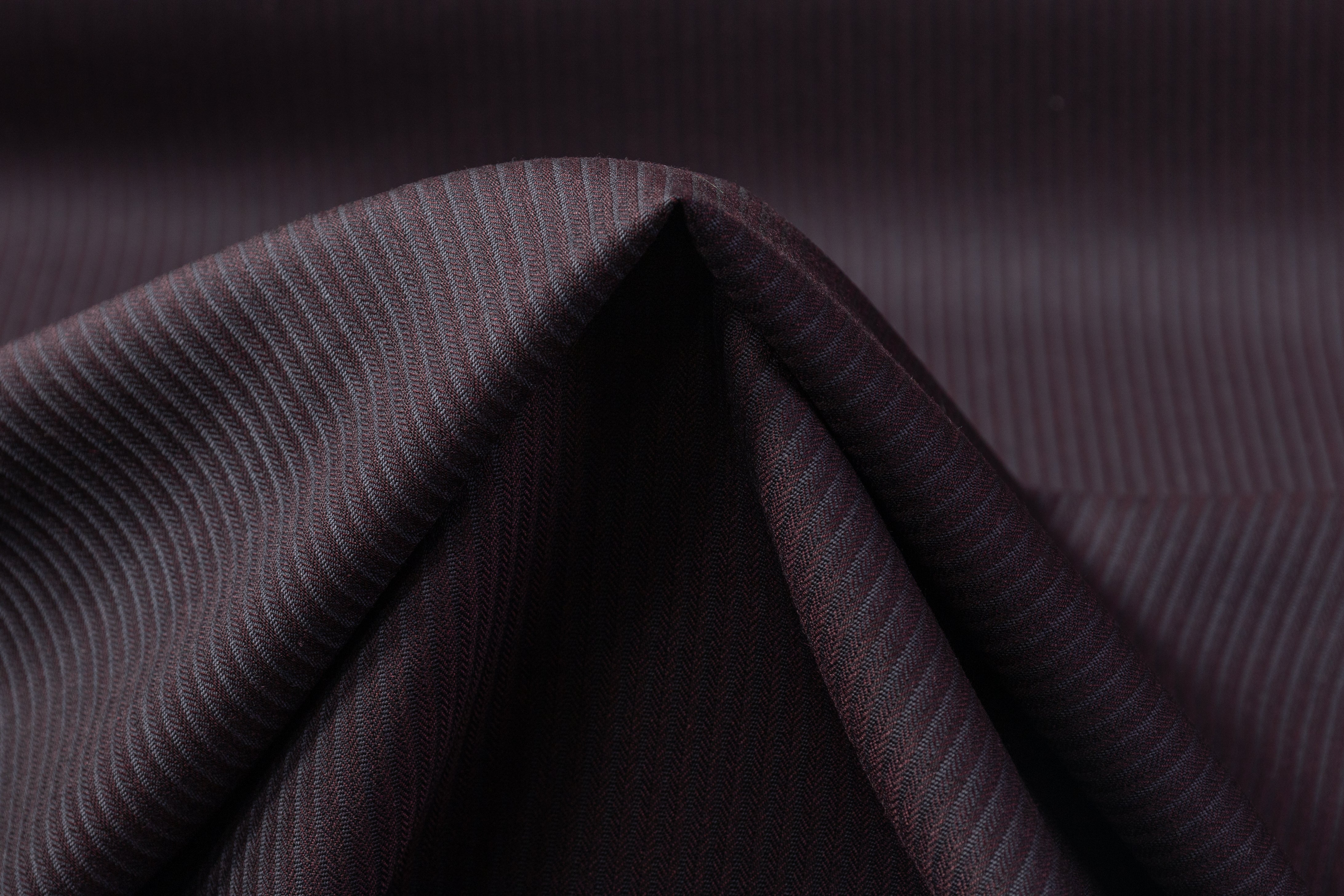 Striped Italian Wool Suiting - Burgundy / Charcoal