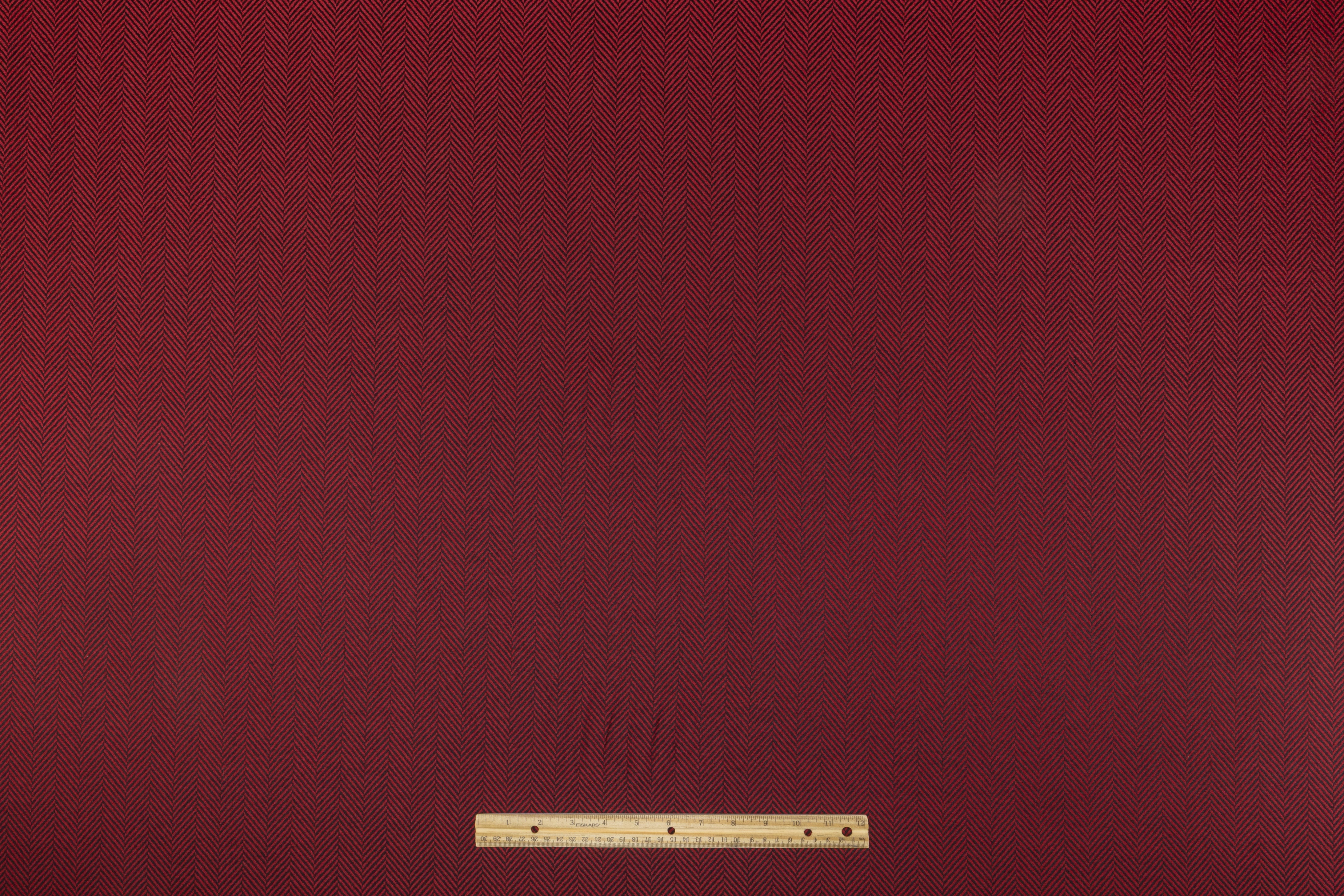 Herringbone Italian Wool Suiting - Red / Black