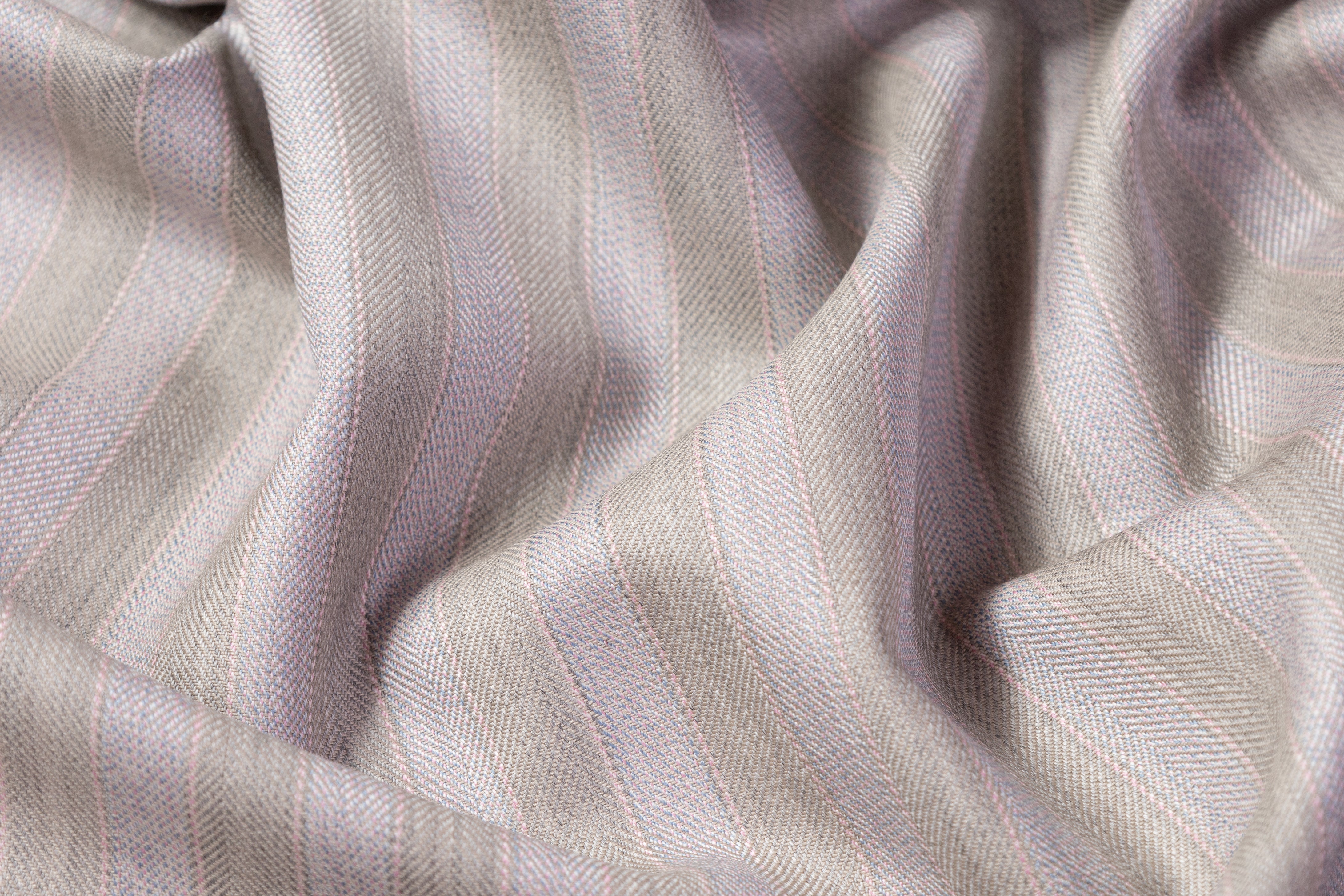 Striped Italian Wool Suiting - Gray / Sage / Pink