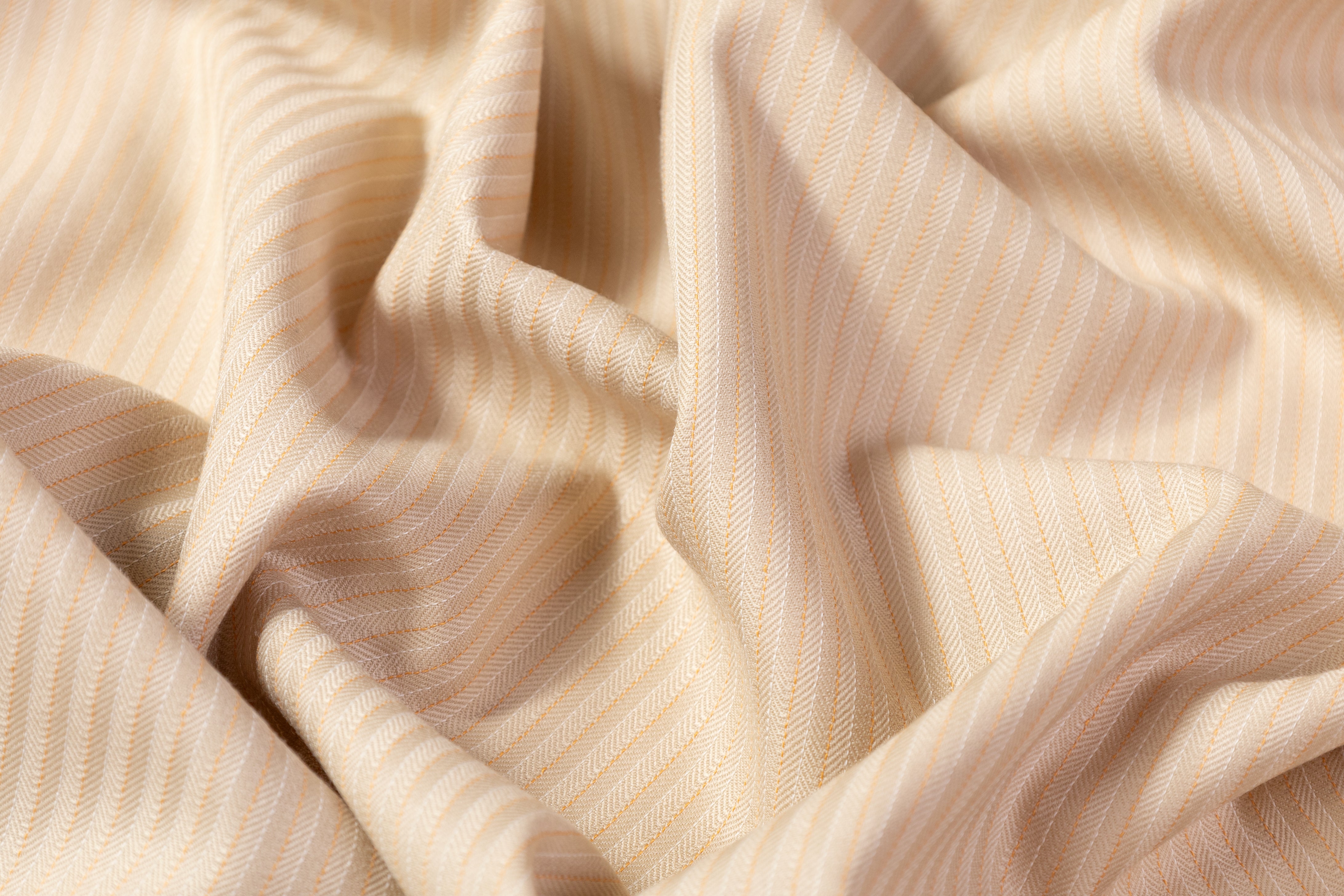 Striped Italian Super 150s Wool Suiting - Beige