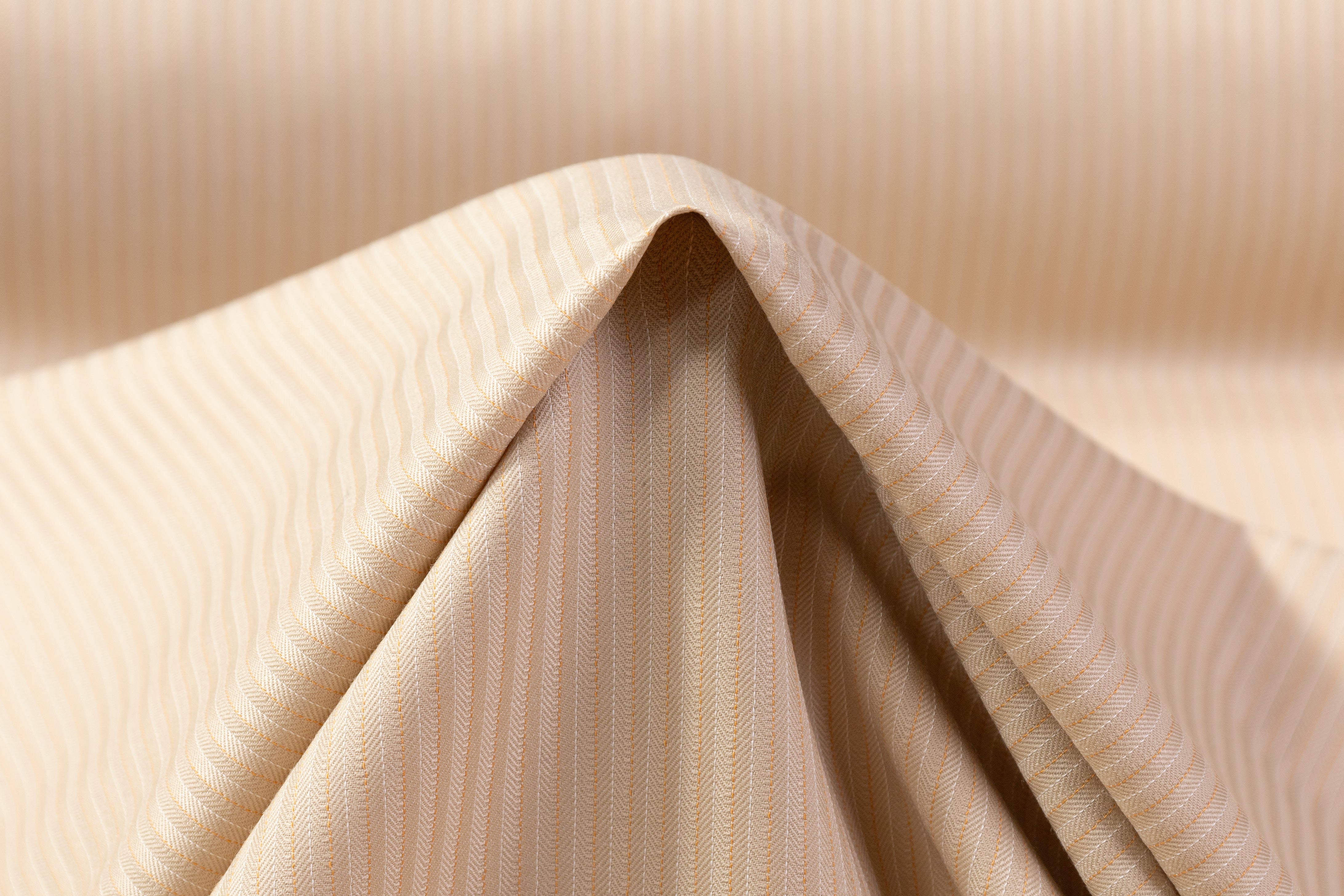 Striped Italian Super 150s Wool Suiting - Beige
