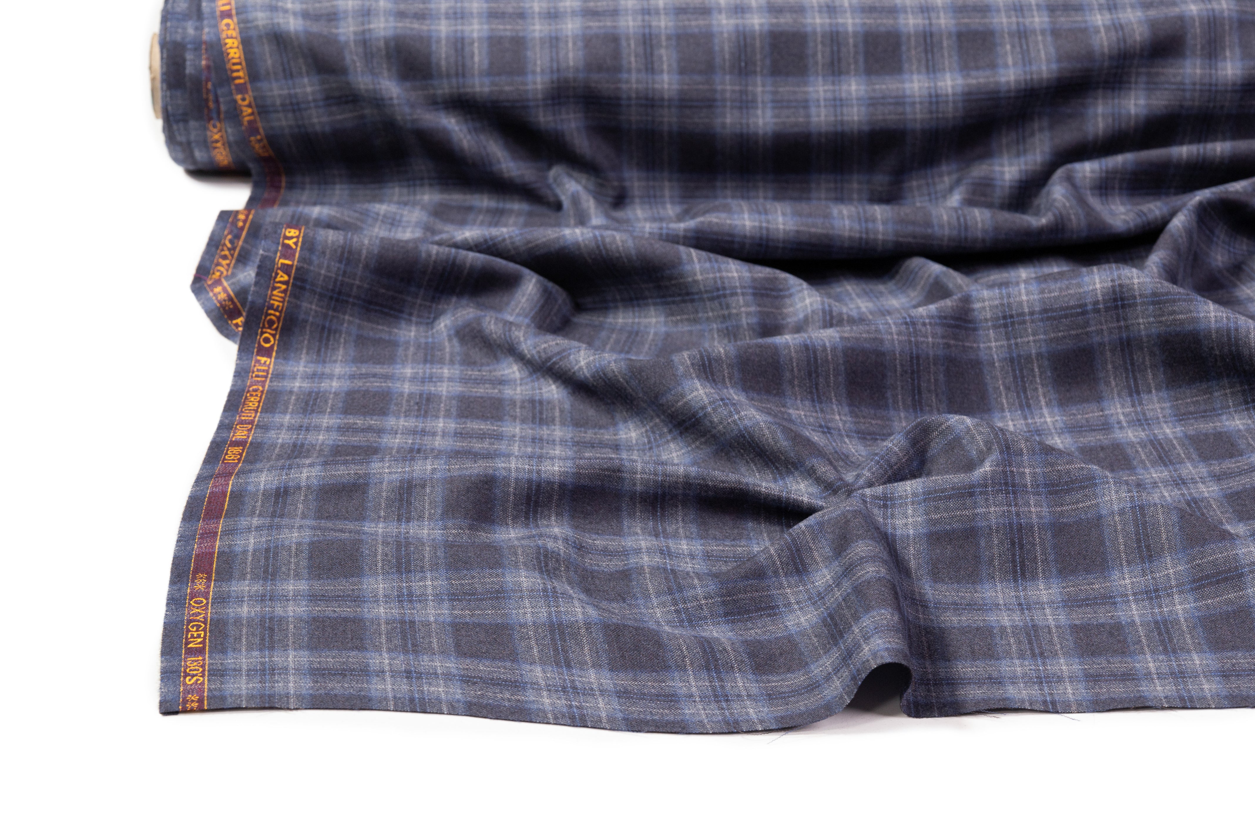 Cerruti - Oxygen 130's Italian Wool Suiting - Blue / Charcoal