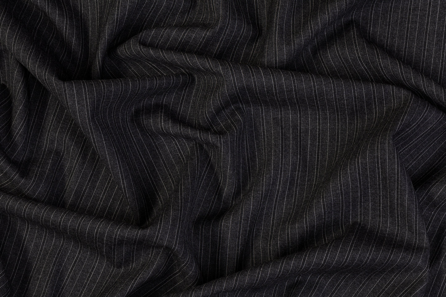 Striped Italian Wool Suiting - Charcoal Gray