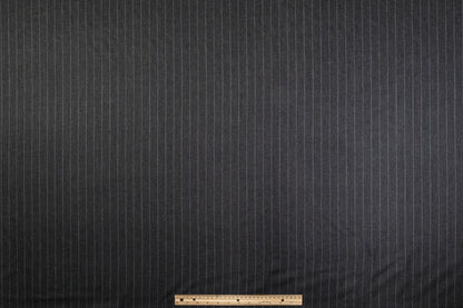 Pin Striped Wool Suiting - Charcoal Gray / Blue