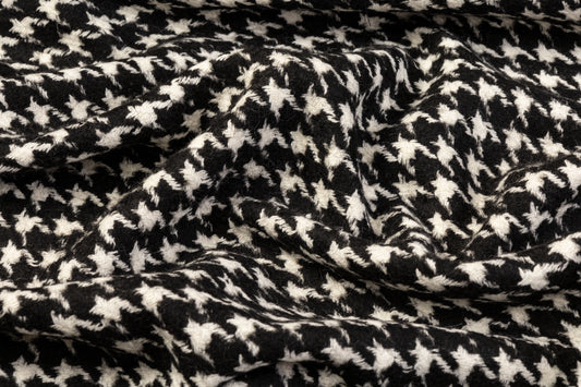 Houndstooth Wool Tweed - Black and White