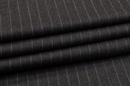 Pin Striped Wool Suiting - Charcoal Gray / Blue