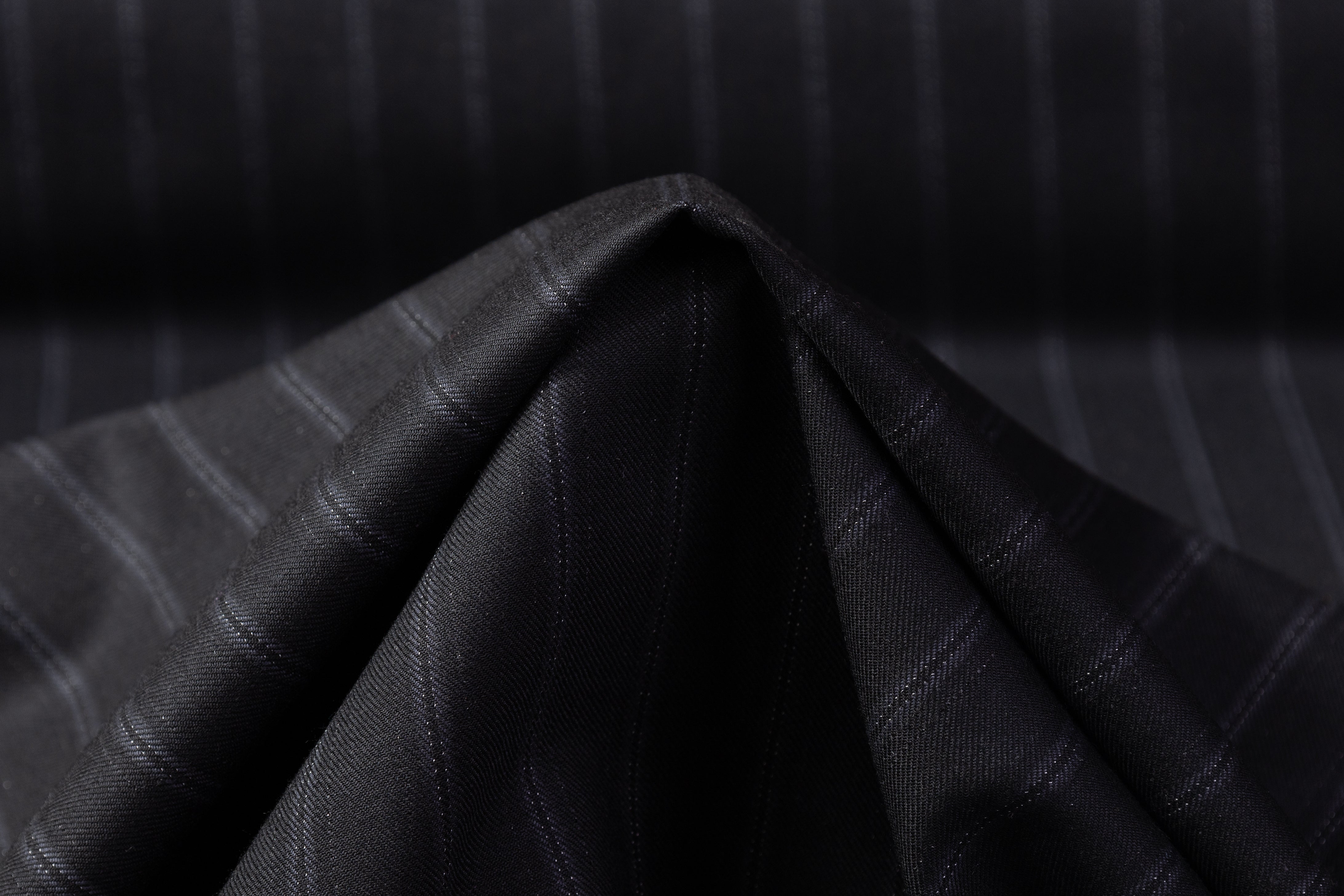 Striped Super 100s Wool Suiting - Black / Gray